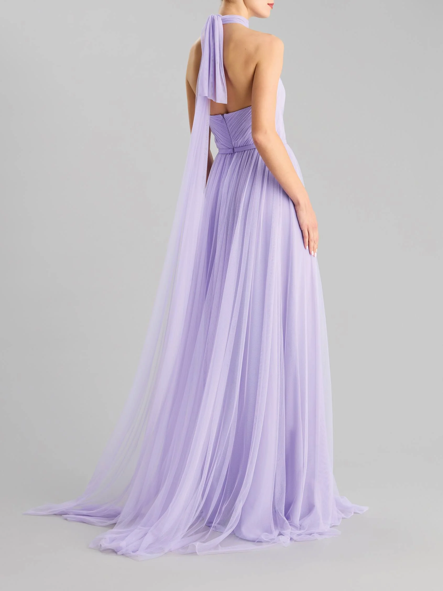 DRAPE 2405 A-line party dress with a halter neck