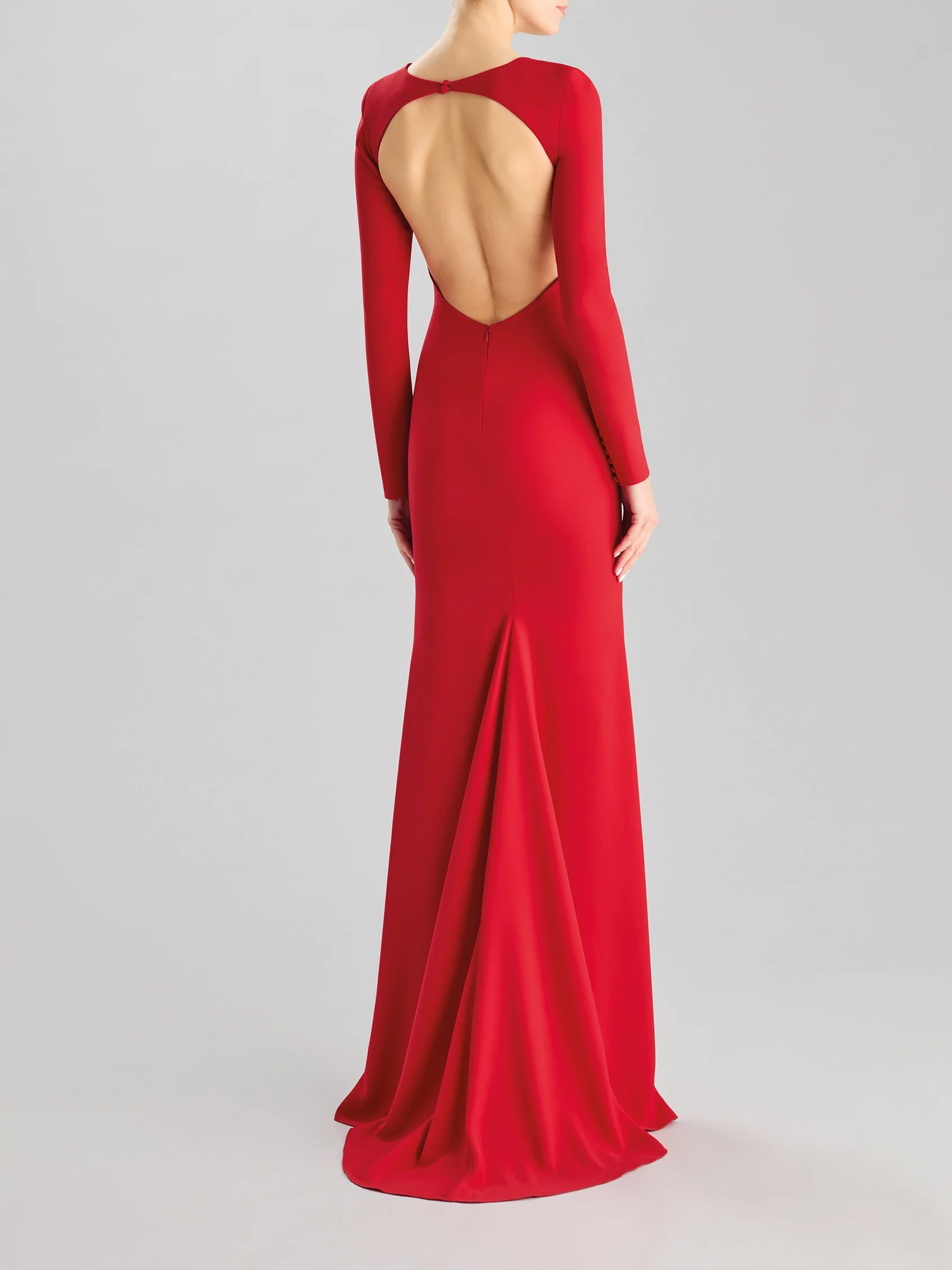 ESSENTIAL 2407 High-neck mermaid party dress in crepe