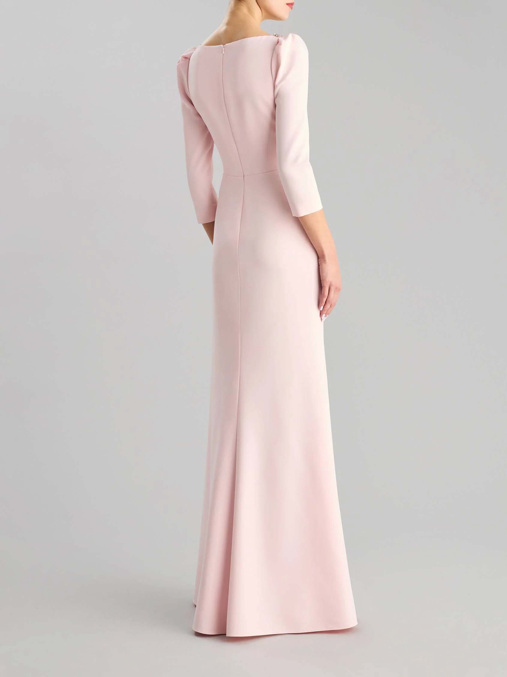 DRAPE 2426 Fit & flare party dress with a V neckline and three-quarter-length sleeves