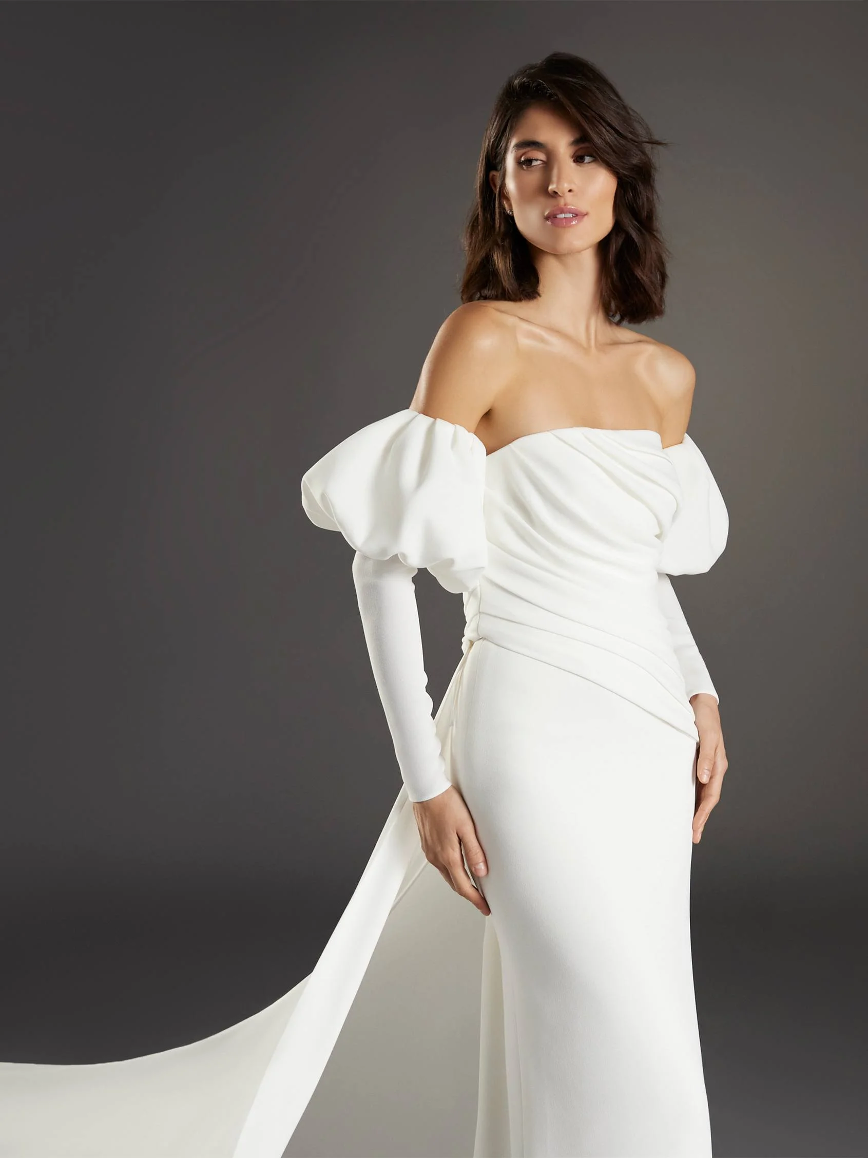 SANTS Sheath wedding dress in crepe