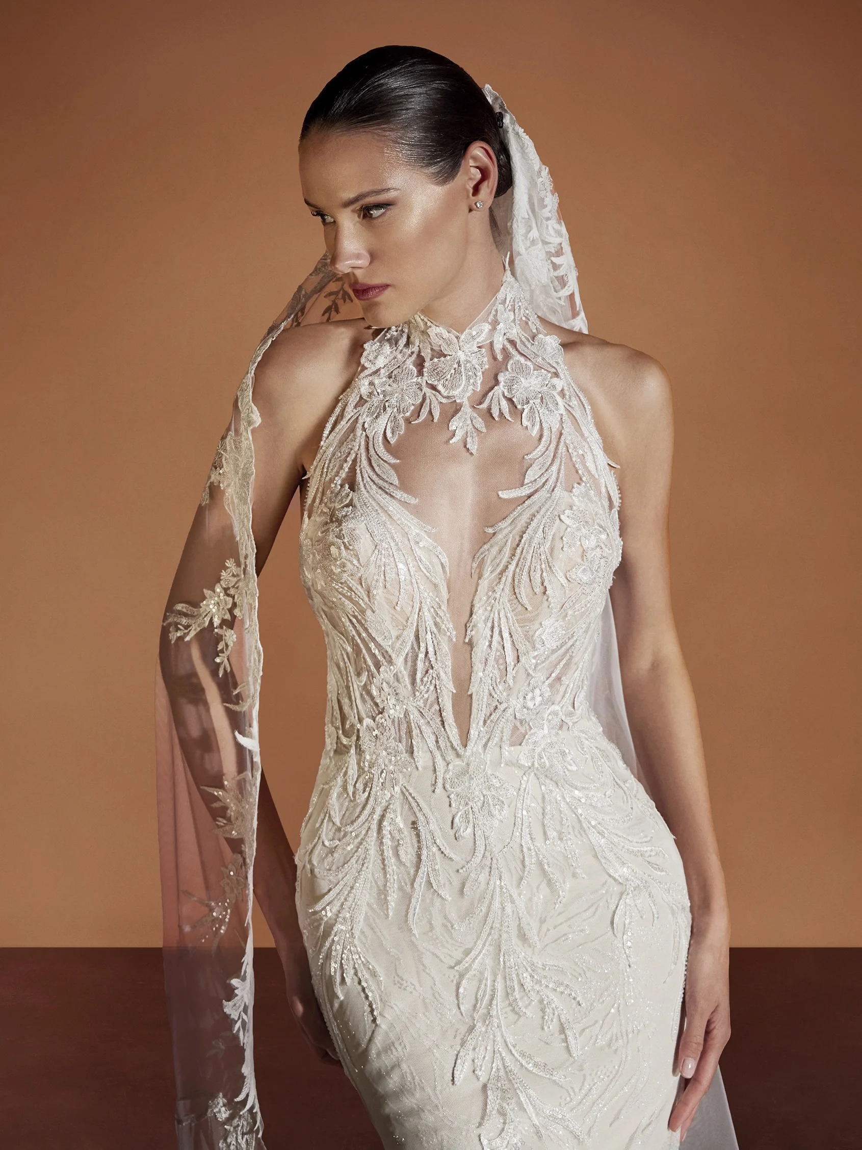 NISHA Mermaid wedding dress with a halter neck