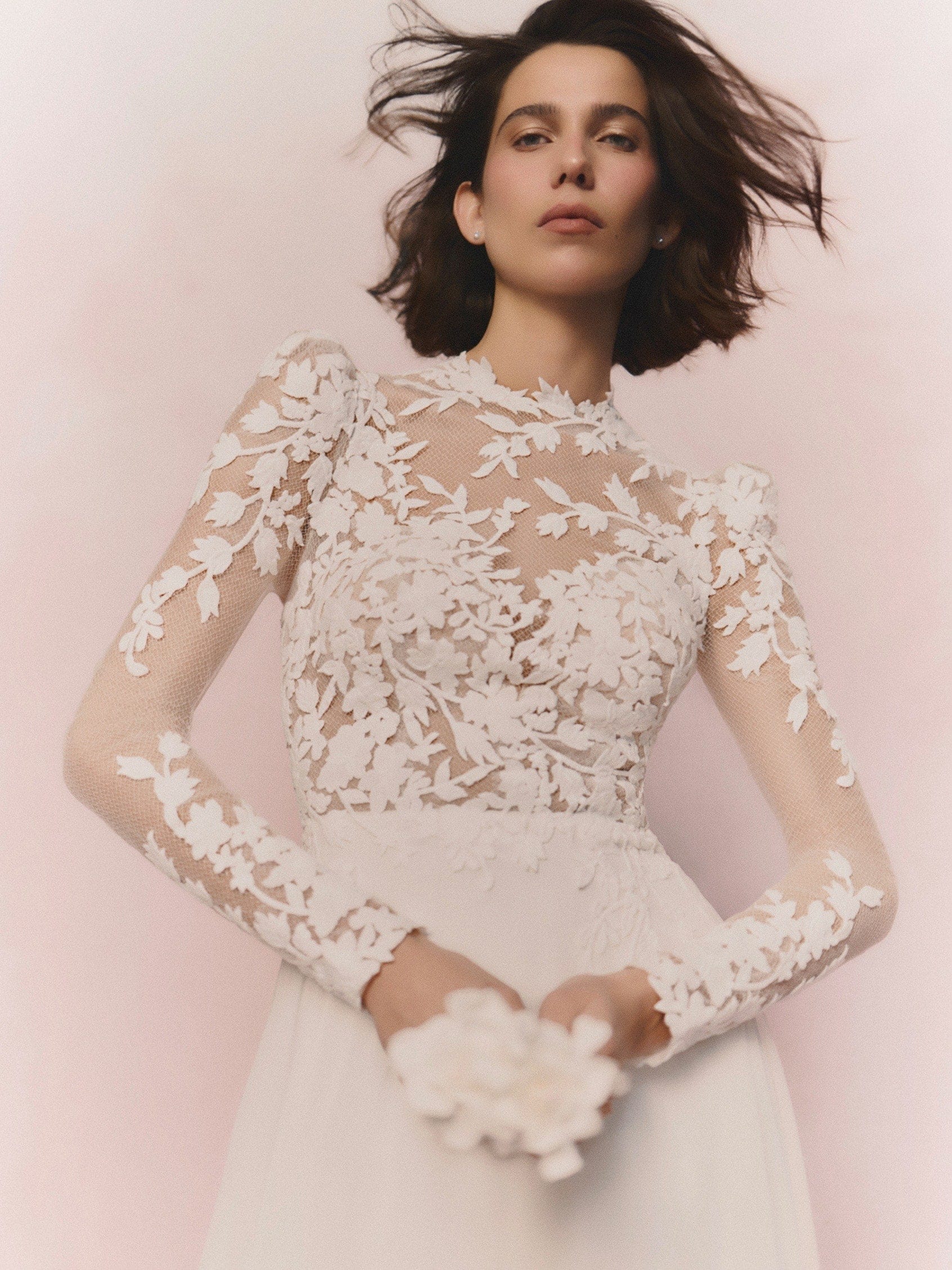 TERESINE A-line wedding dress with high neck with long sleeves and keyhole back 2 TERESINE A-line wedding dress with high neck with long sleeves and keyhole back