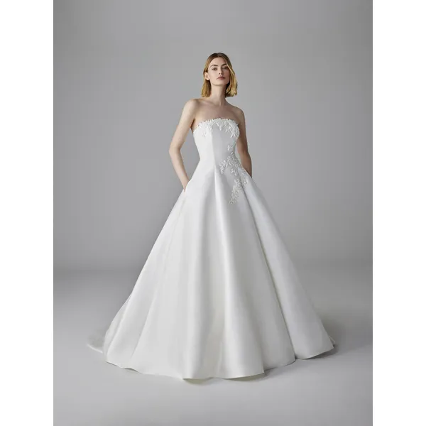 GALEN Ballgown wedding dress strapless in soft mikado and lace 1 GALEN Ballgown wedding dress strapless in soft mikado and lace