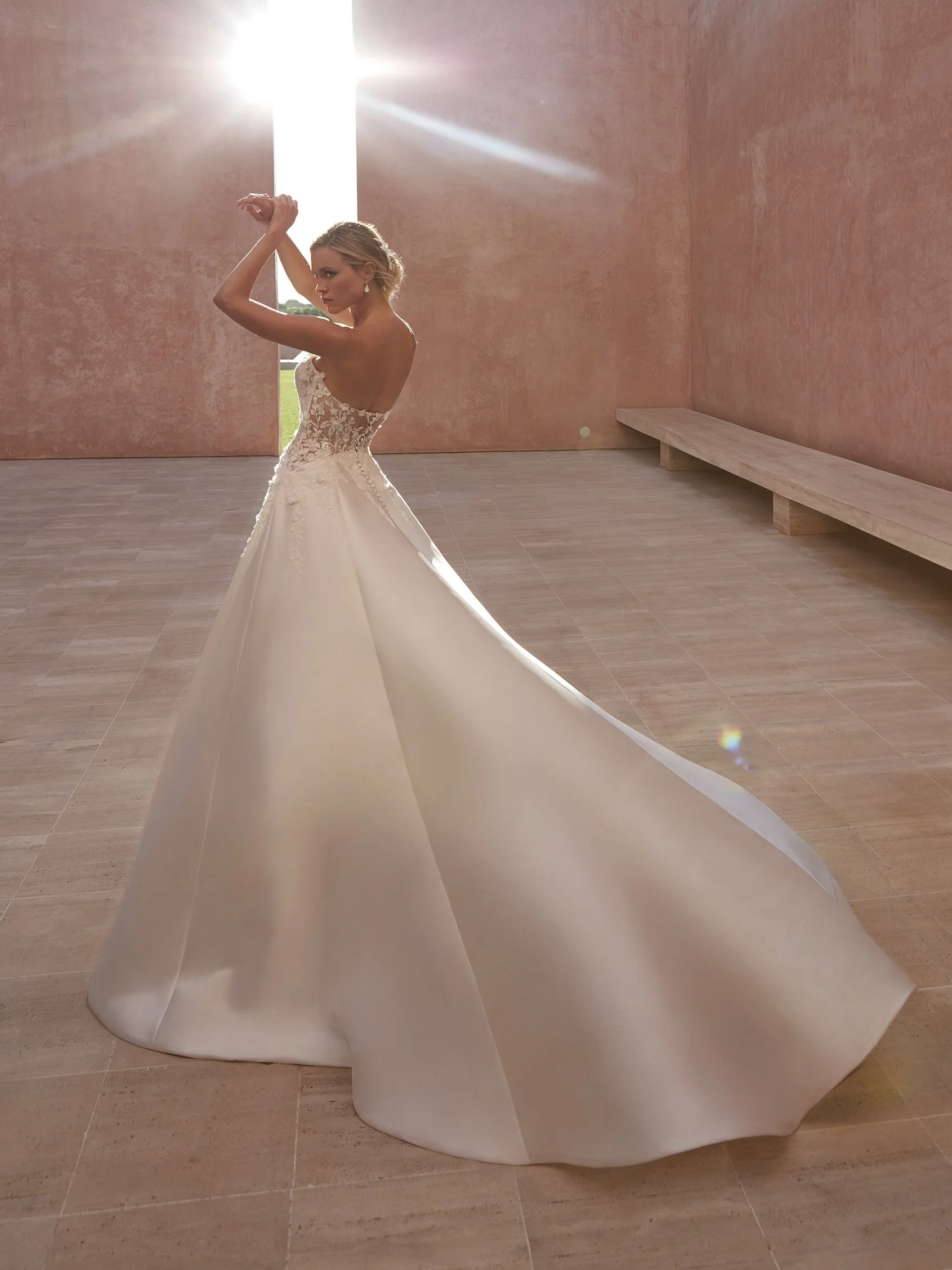 FLORIDIA A-line Mikado wedding dress with sweetheart neckline