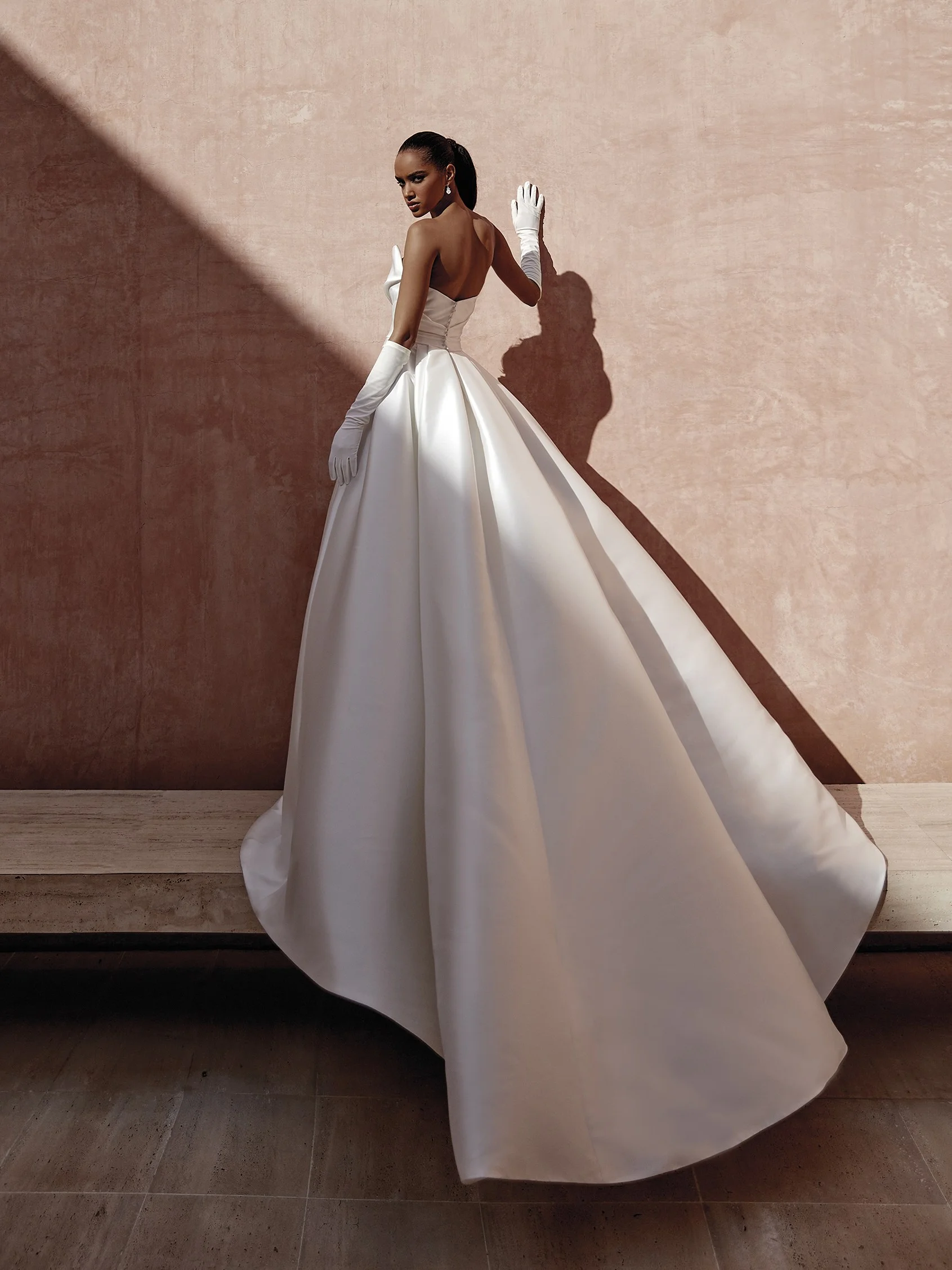 LANDON Strapless princess-cut Mikado wedding dress