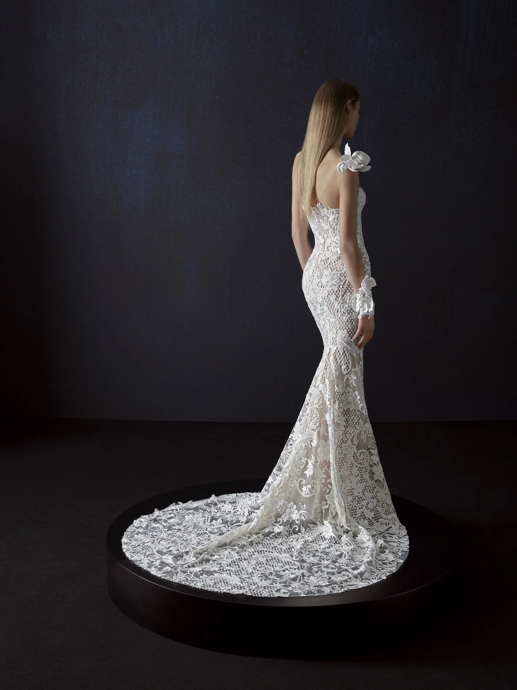 ACAZIA Mermaid wedding dress with sweetheart neckline and long sleeves in lace