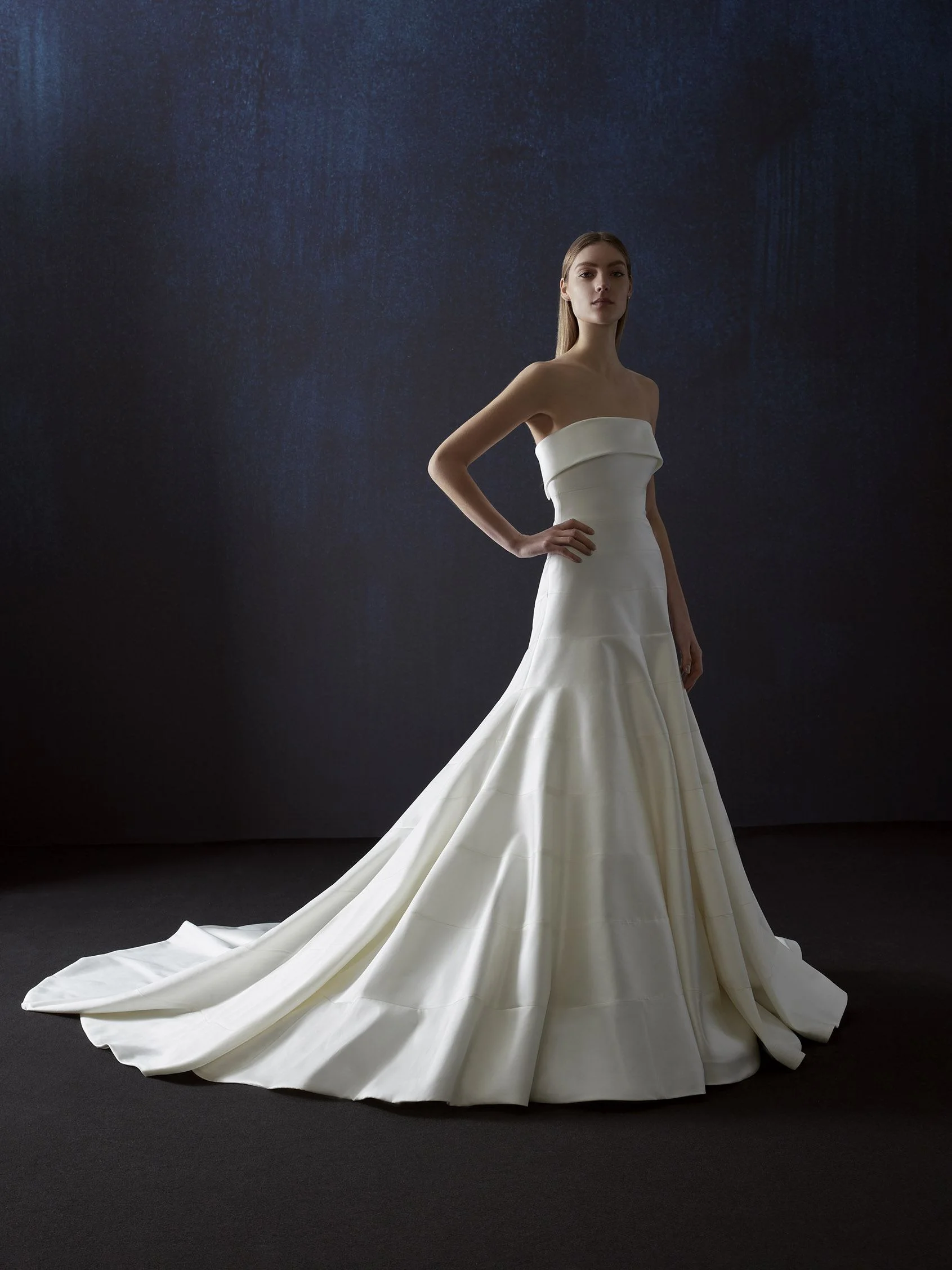 SERPENTA Ballgown strapless wedding dress in mikado