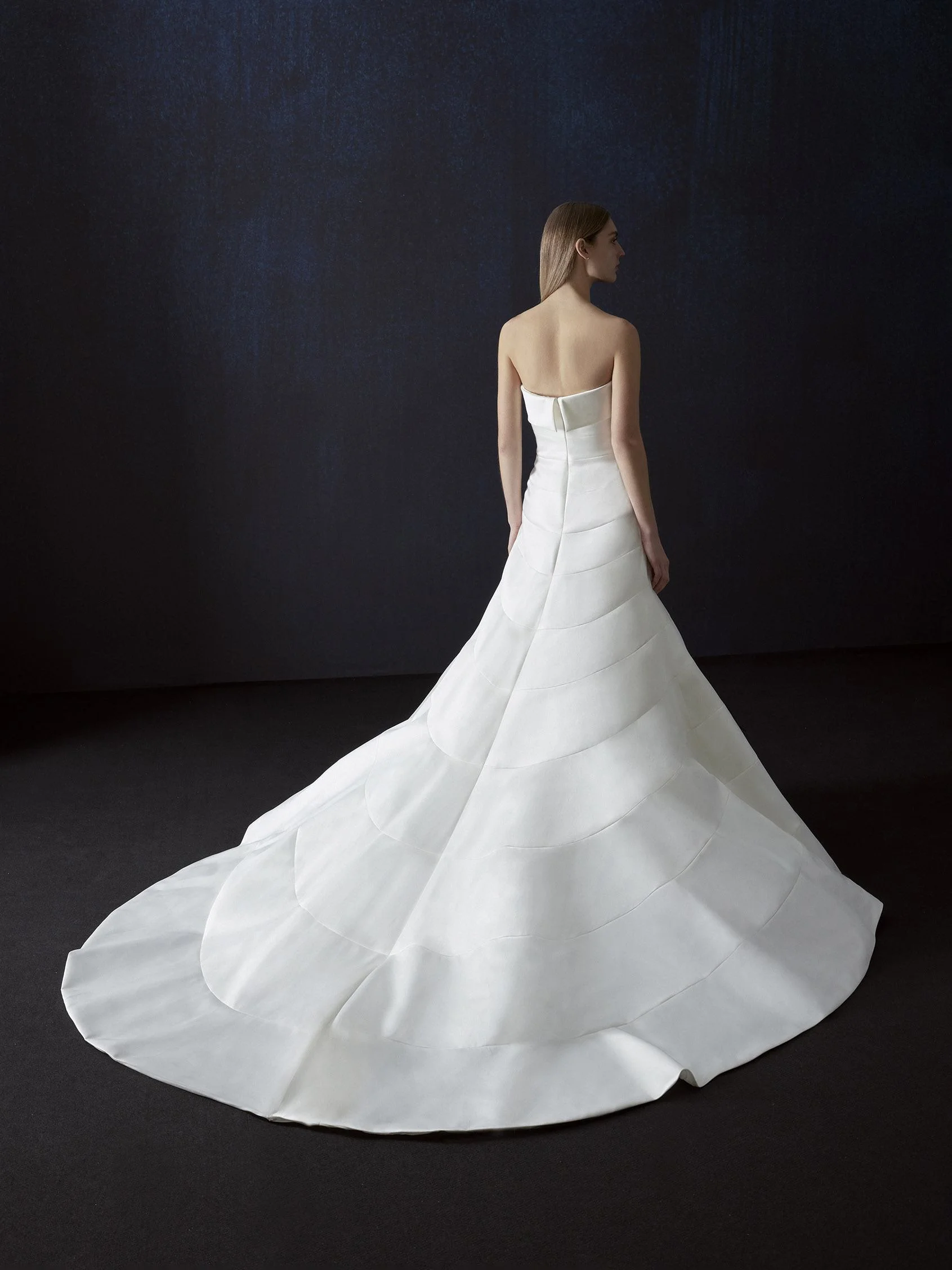 SERPENTA Ballgown strapless wedding dress in mikado