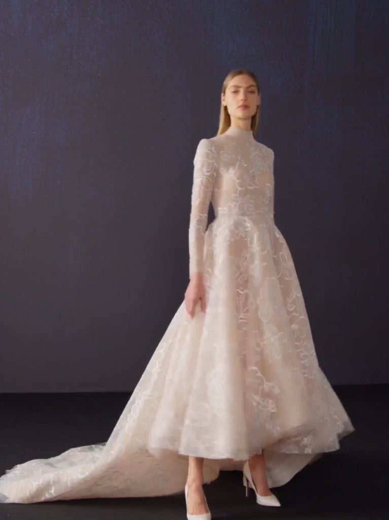 VELIA Ballgown wedding dress with high neck and long sleeves in lace