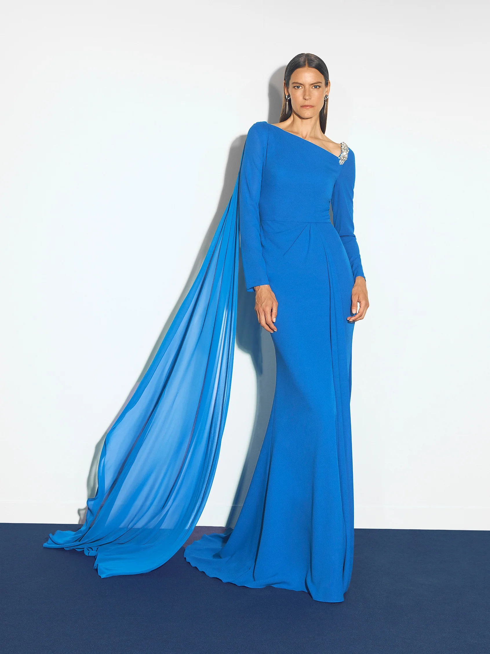 PETALO Mermaid evening dress with long sleeves in georgette 1 PETALO Mermaid evening dress with long sleeves in georgette