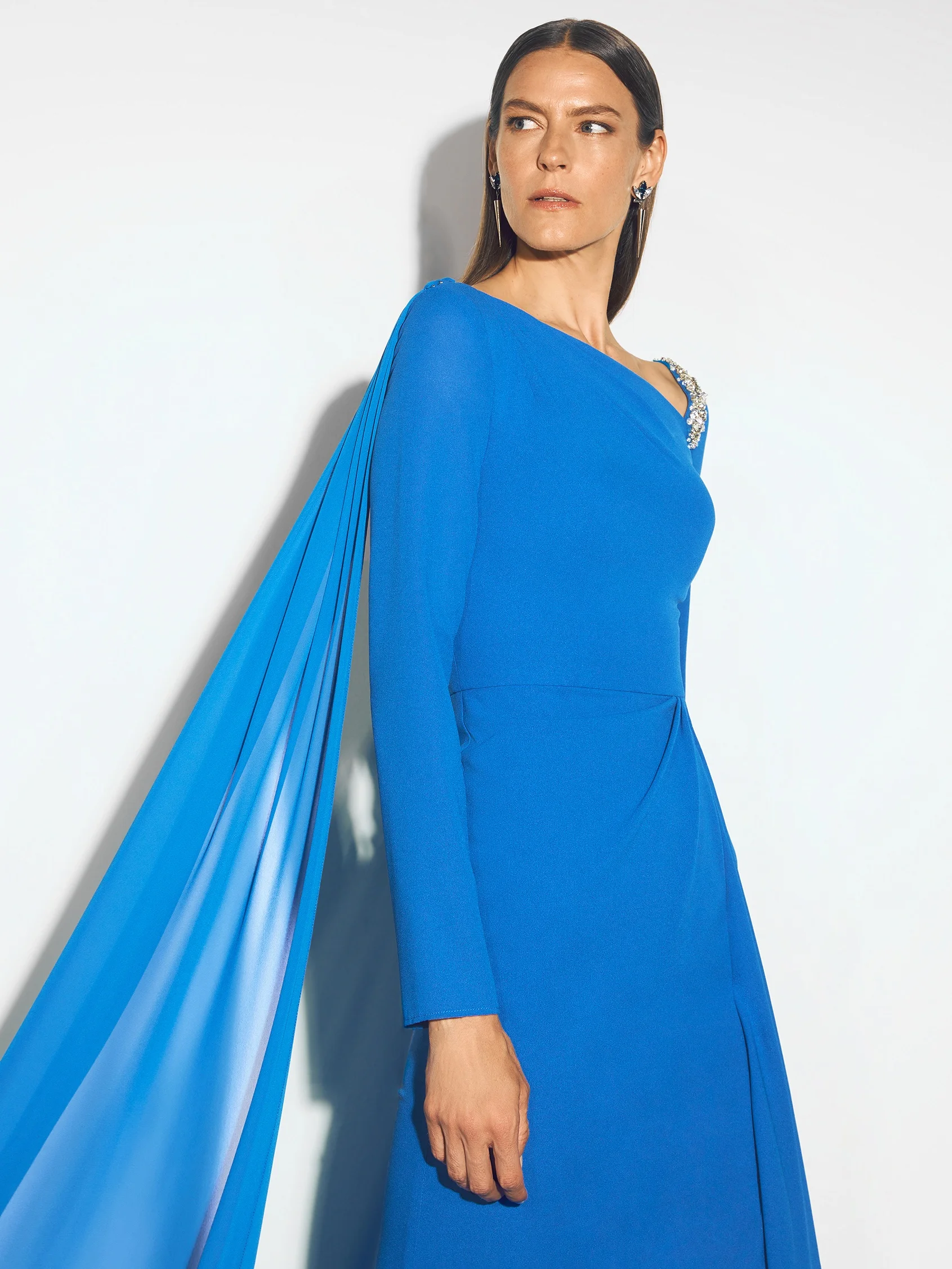 PETALO Mermaid evening dress with long sleeves in georgette 4 PETALO Mermaid evening dress with long sleeves in georgette