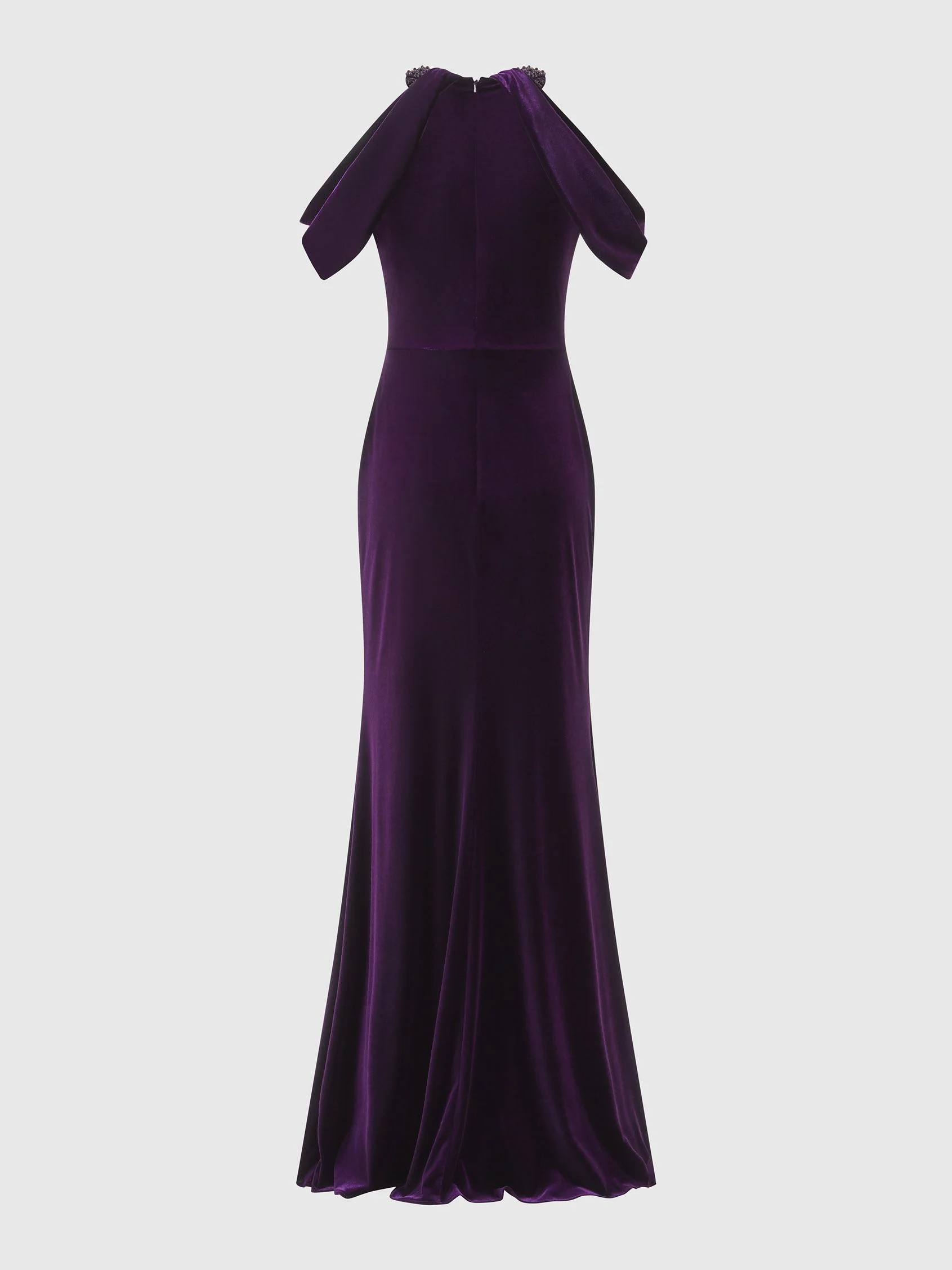 ALFABIA Mermaid off-the-shoulders cocktail dress with halter neckline and keyhole in velvet