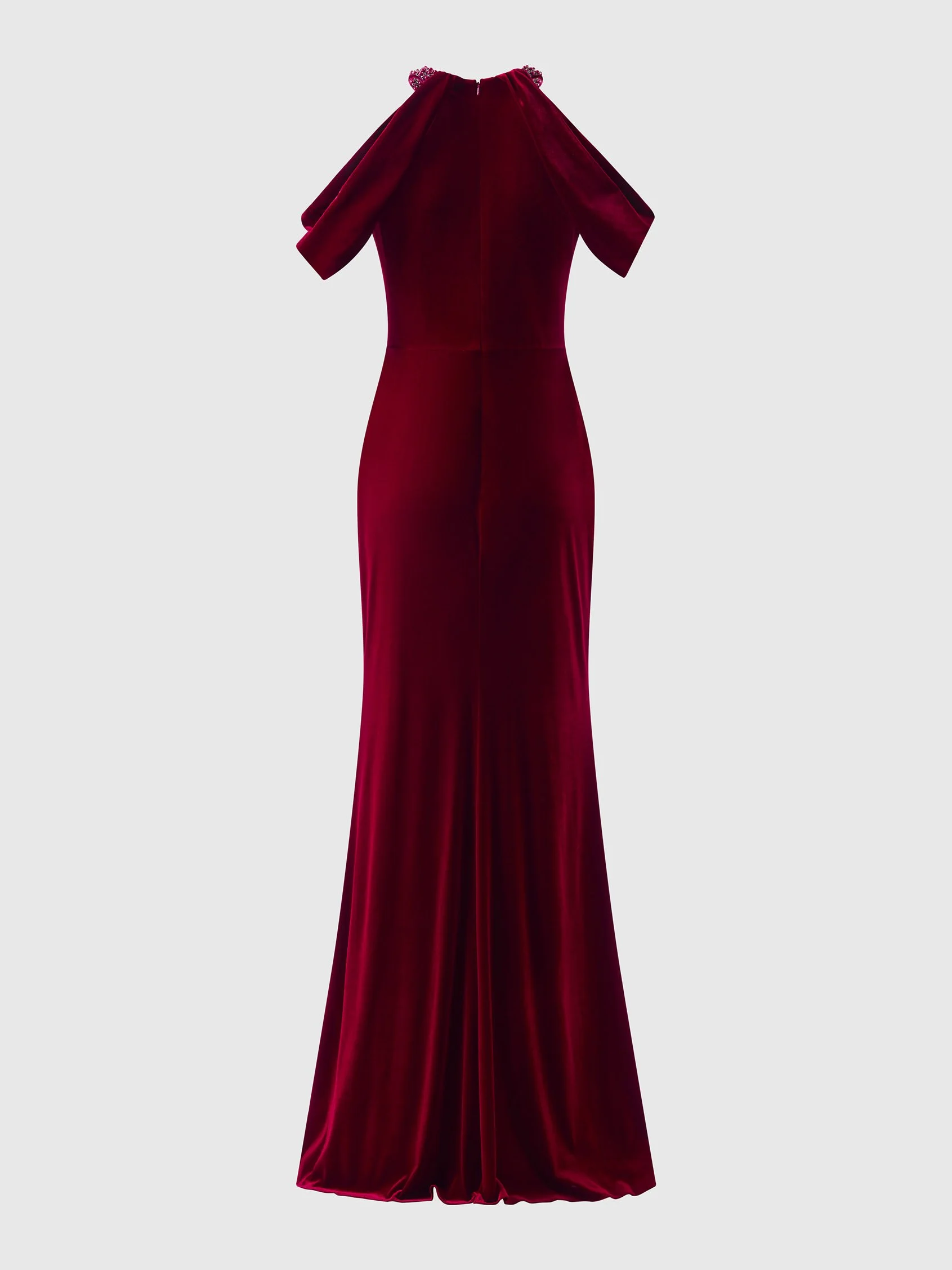 ALFABIA Mermaid off-the-shoulders cocktail dress with halter neckline and keyhole in velvet 4 ALFABIA Mermaid off-the-shoulders cocktail dress with halter neckline and keyhole in velvet