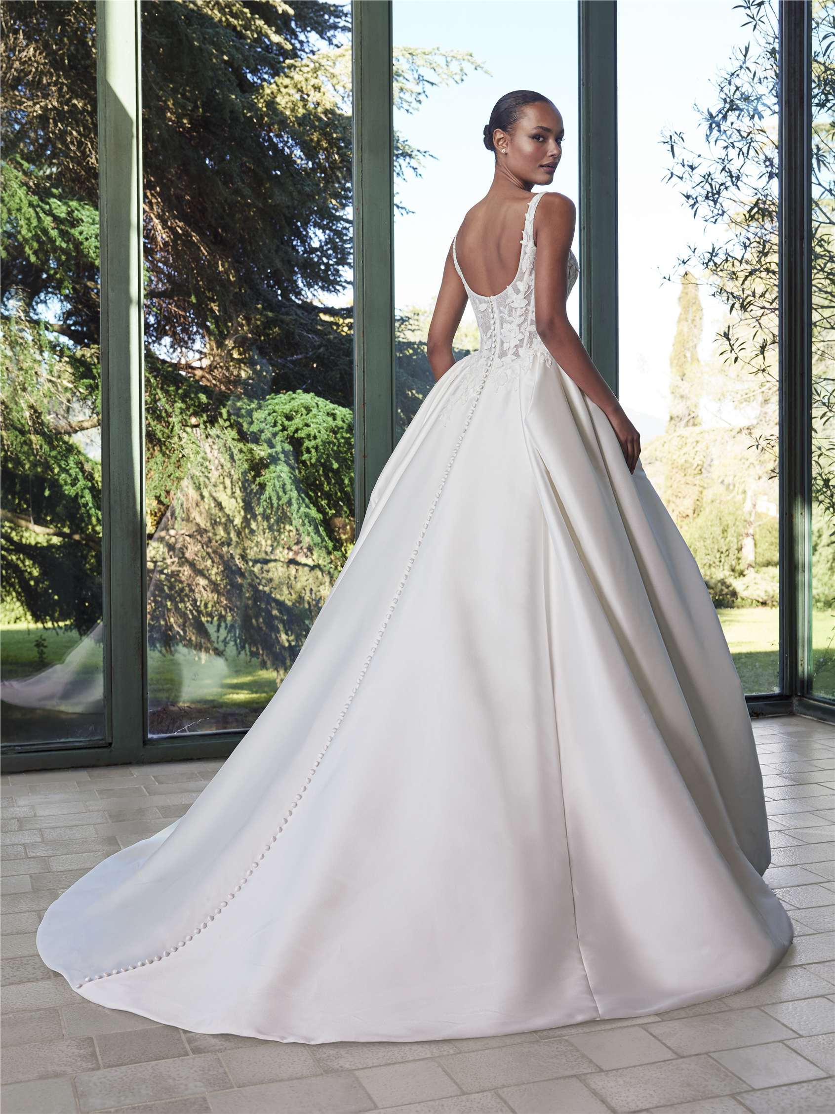 SWAN Mikado princess wedding dress with round neckline
