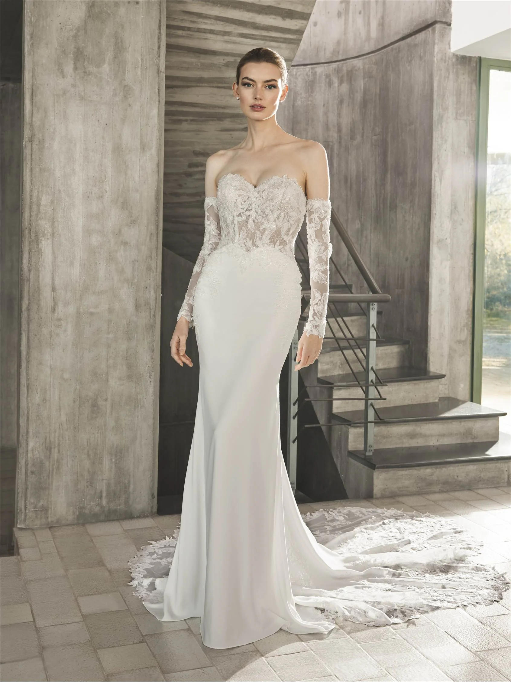 PYCE Crepe strapless mermaid wedding dress 1 PYCE Crepe strapless mermaid wedding dress