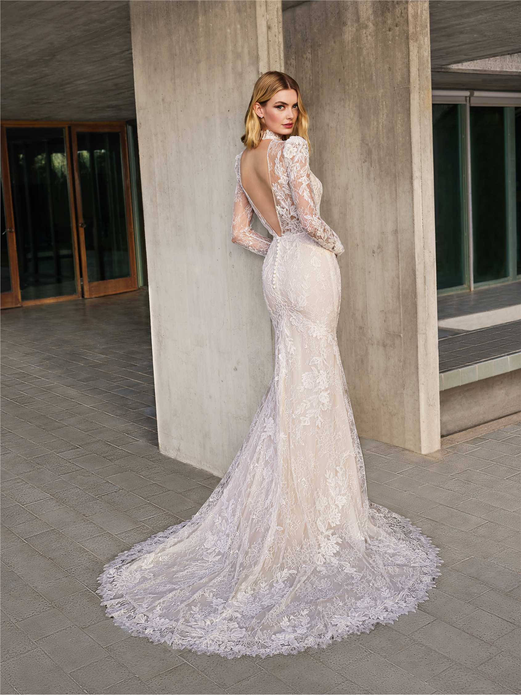 NOLEY Lace mermaid wedding dress with high neck and long sleeves 2 NOLEY Lace mermaid wedding dress with high neck and long sleeves