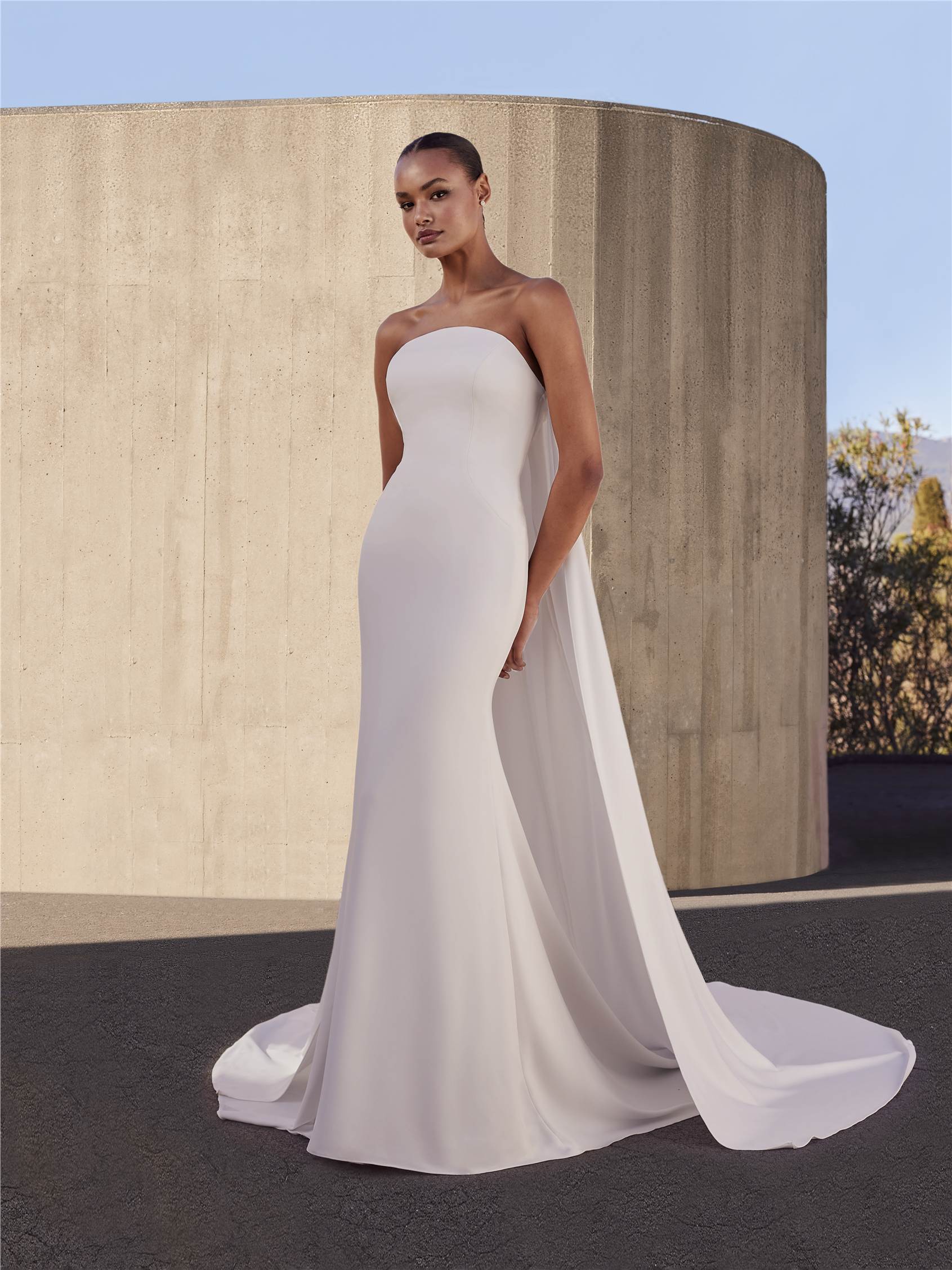 MARJORAM Crepe mermaid strapless wedding dress