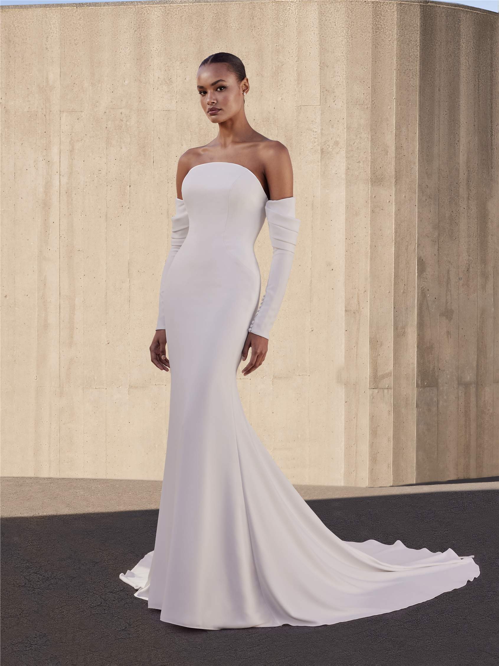 MARJORAM Crepe mermaid strapless wedding dress