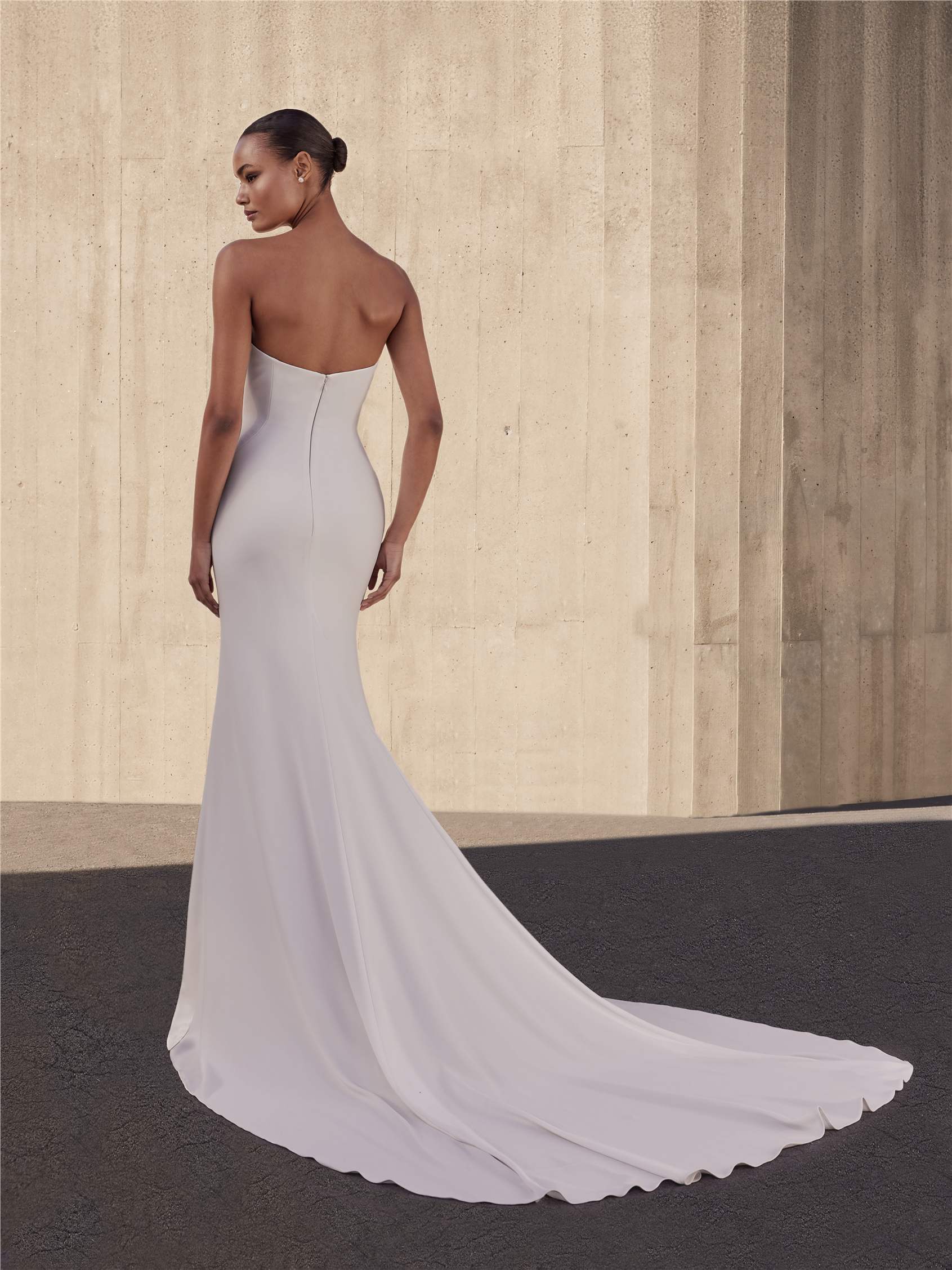MARJORAM Crepe mermaid strapless wedding dress