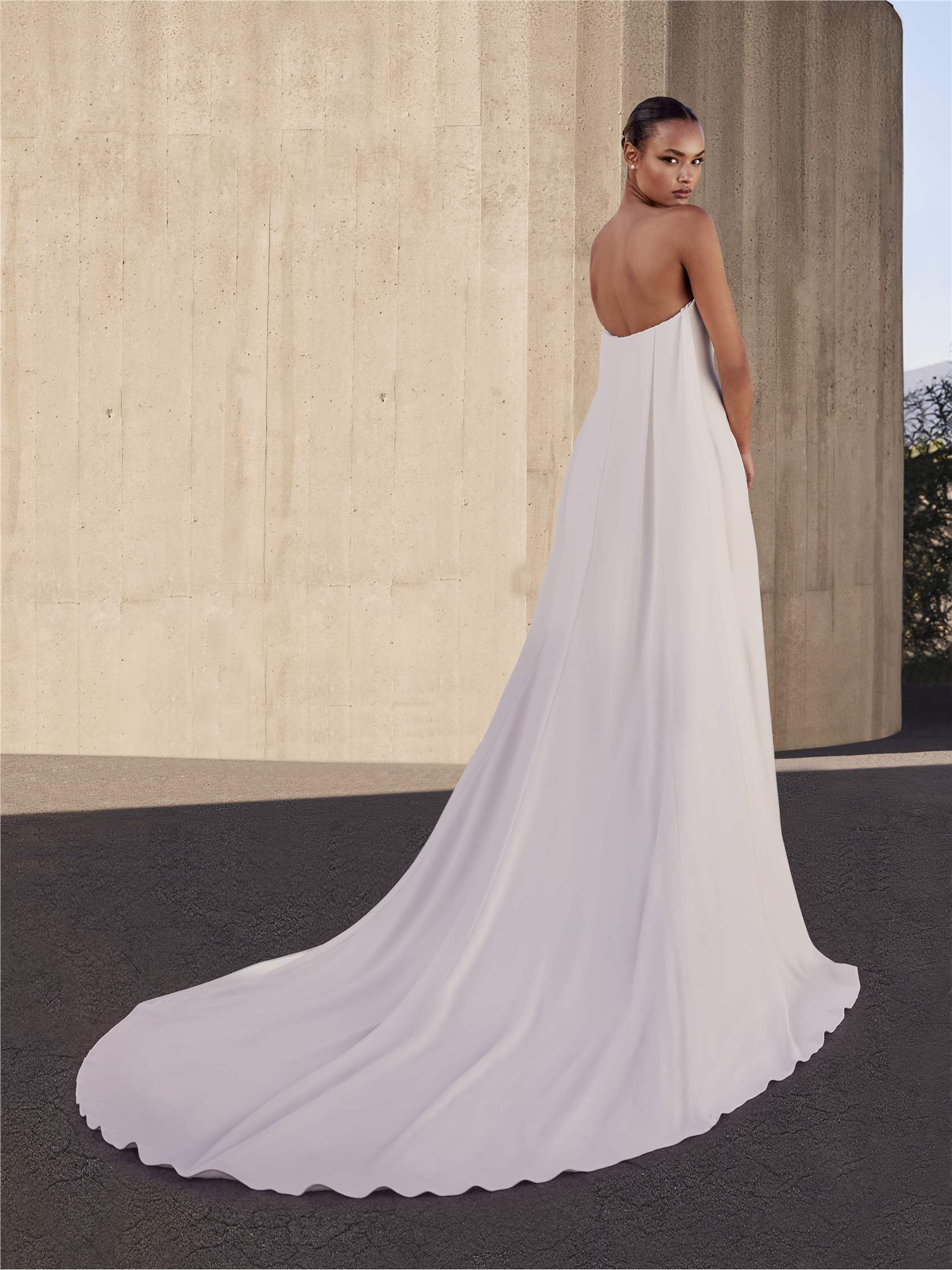 MARJORAM Crepe mermaid strapless wedding dress