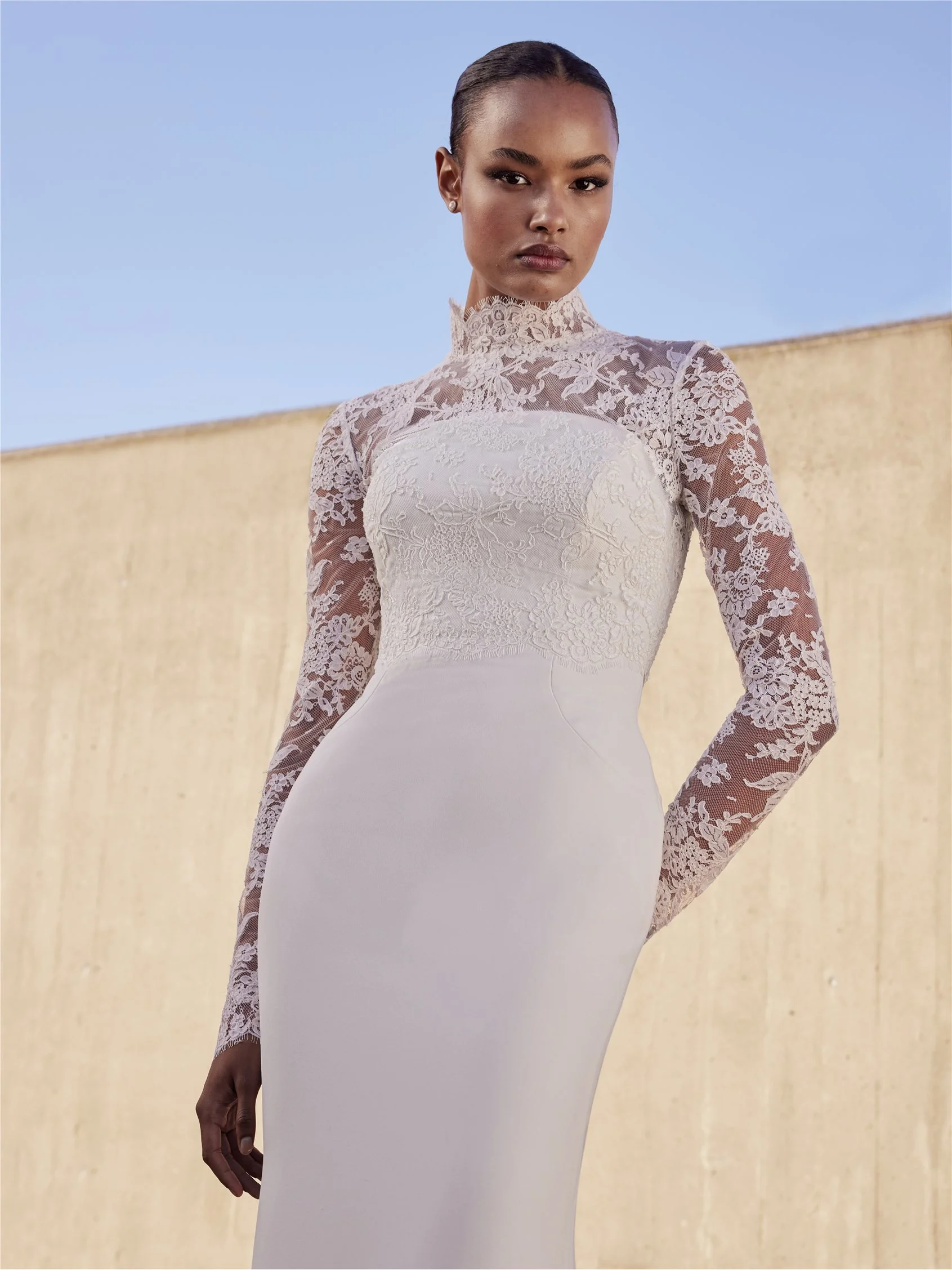 MARJORAM Crepe mermaid strapless wedding dress