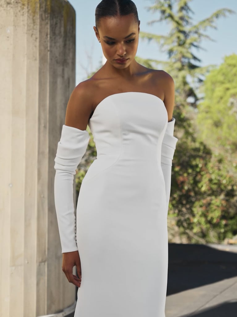 MARJORAM Crepe mermaid strapless wedding dress