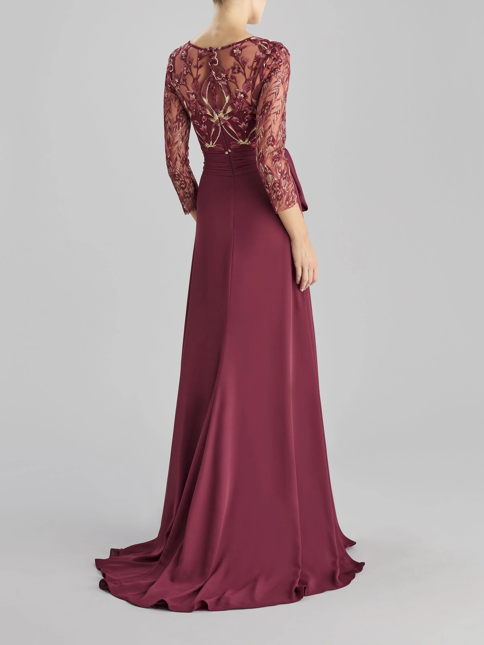 LACE 2318 A-line party dress with three-quarter sleeves