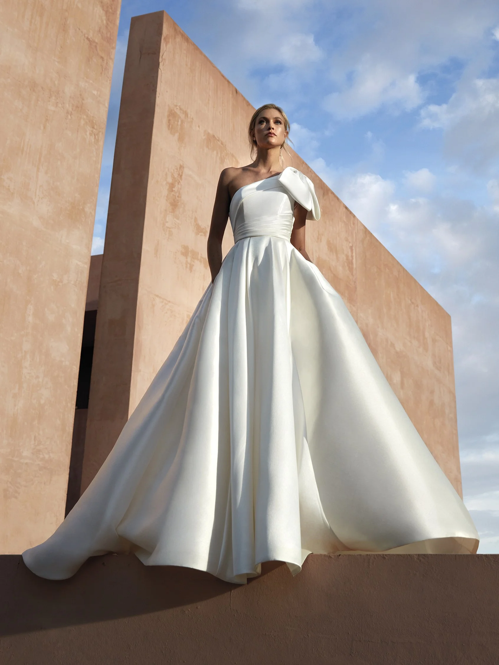NICOSIA Princess-cut Mikado wedding dress with V-neck 1 NICOSIA Princess-cut Mikado wedding dress with V-neck