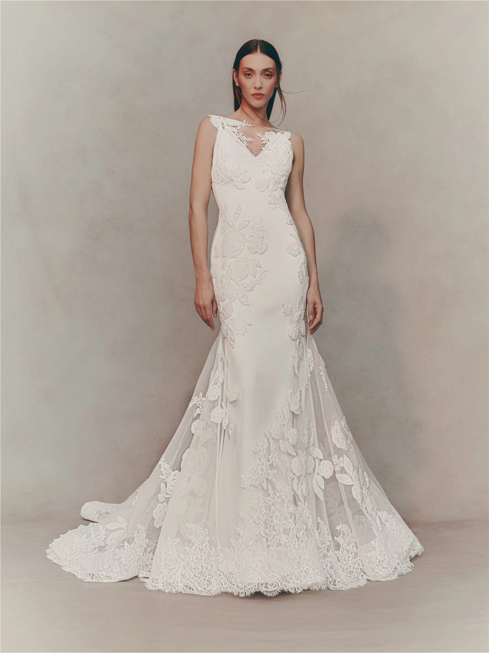 KAROVA Mermaid dress with bateau neckline and V-back.