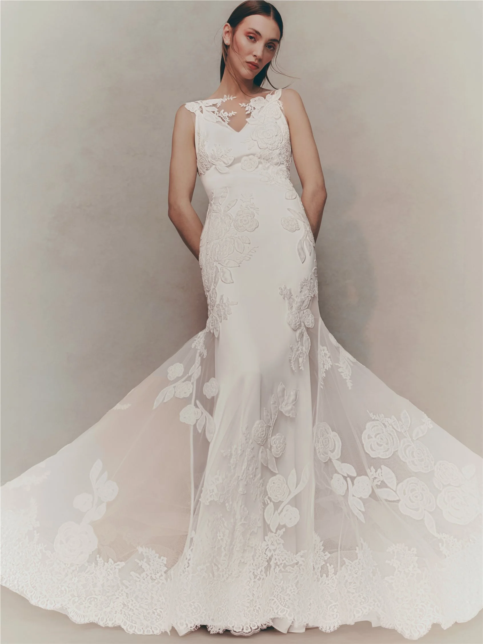 KAROVA Mermaid dress with bateau neckline and V-back.