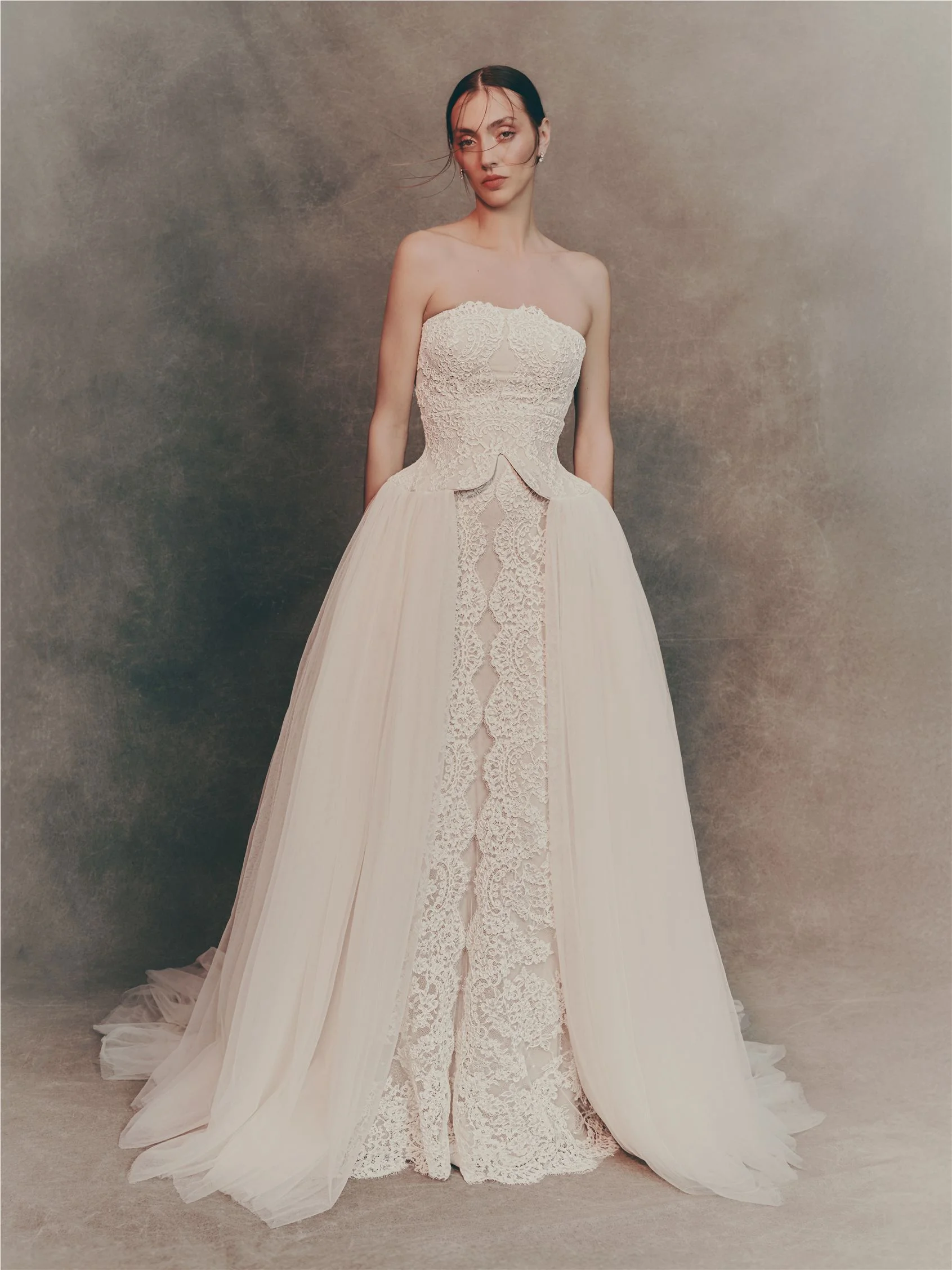LACILA Princess dress with strapless neckline.