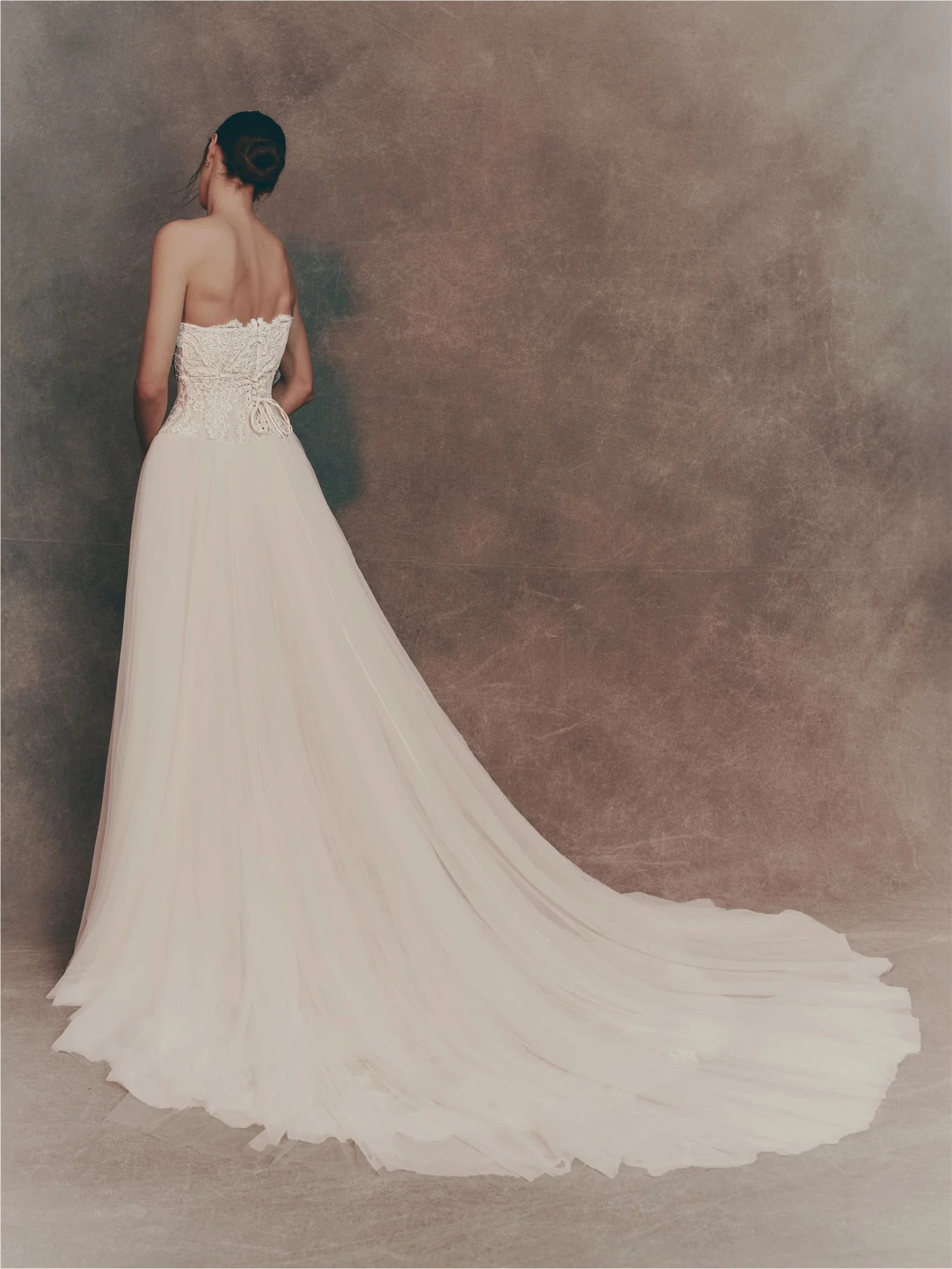 LACILA Princess dress with strapless neckline.