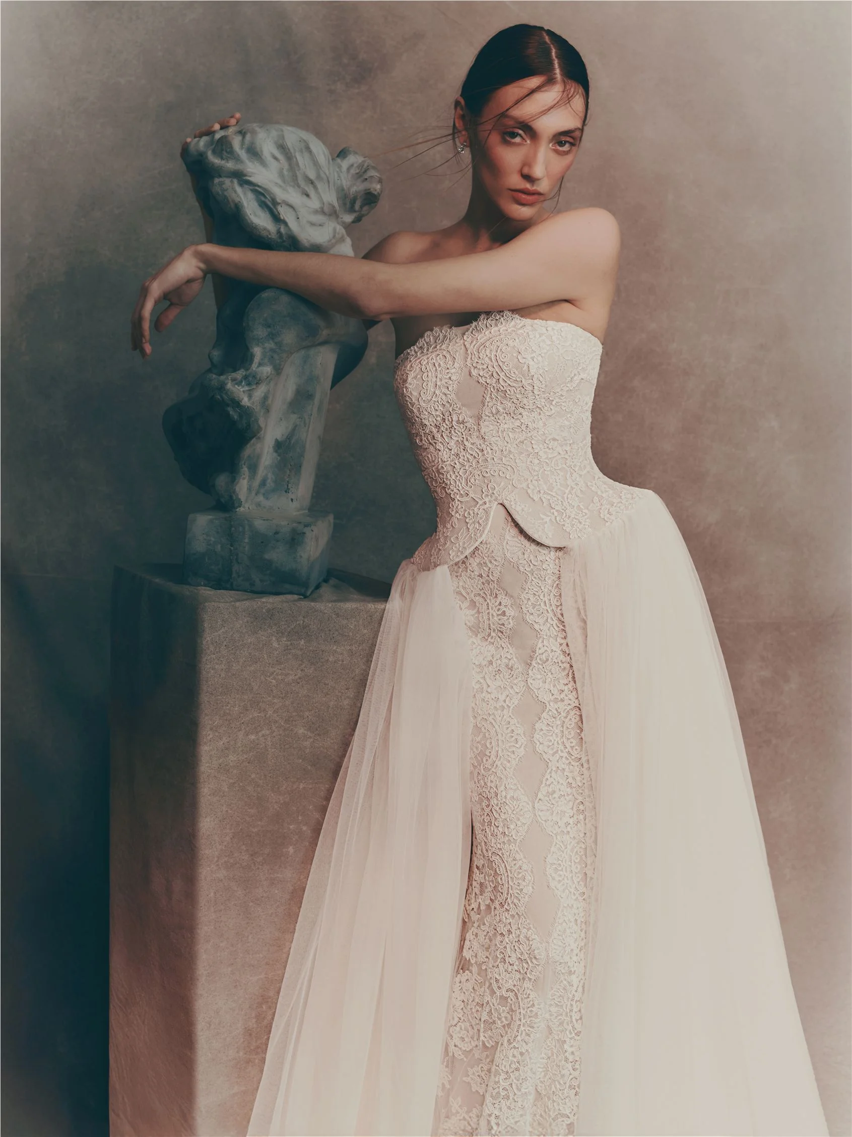 LACILA Princess dress with strapless neckline.