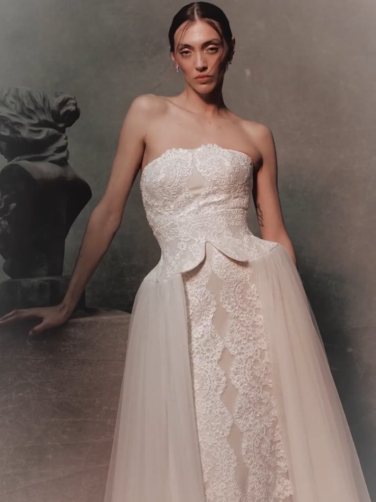 LACILA Princess dress with strapless neckline.