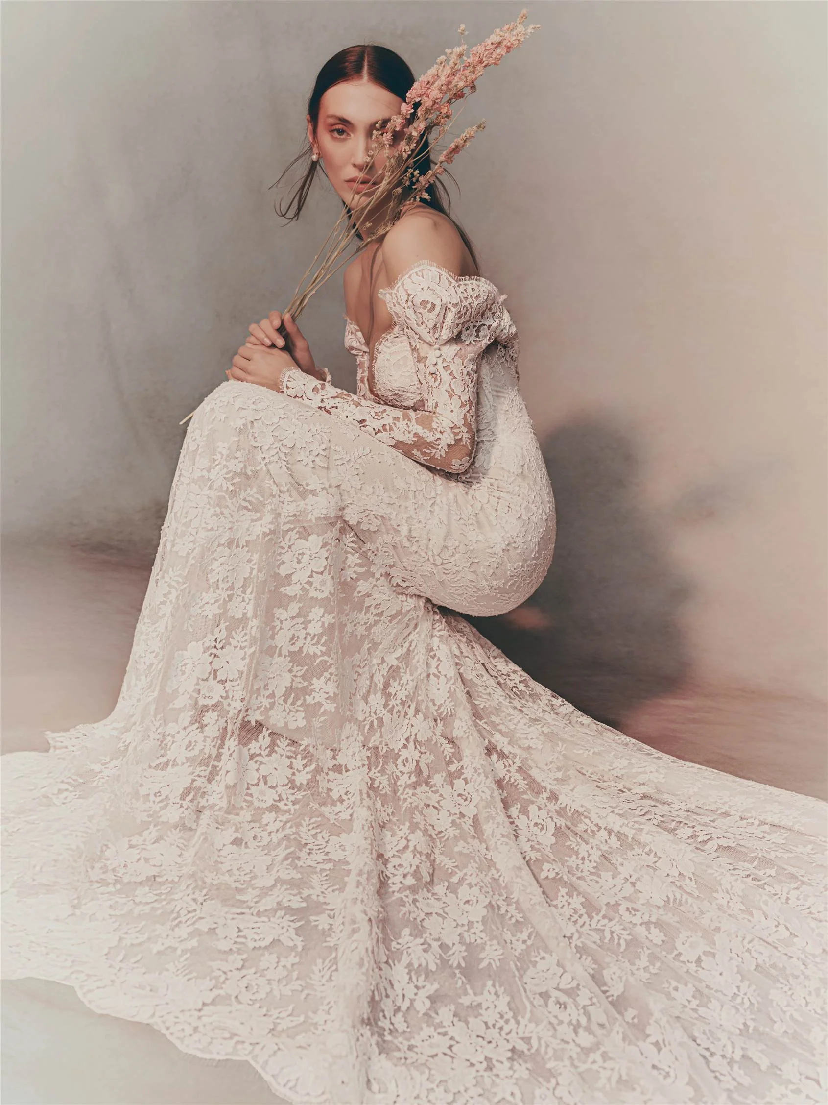 SISSONE Mermaid dress with off-the-shoulders neckline, long sleeves. 3 SISSONE Mermaid dress with off-the-shoulders neckline, long sleeves.
