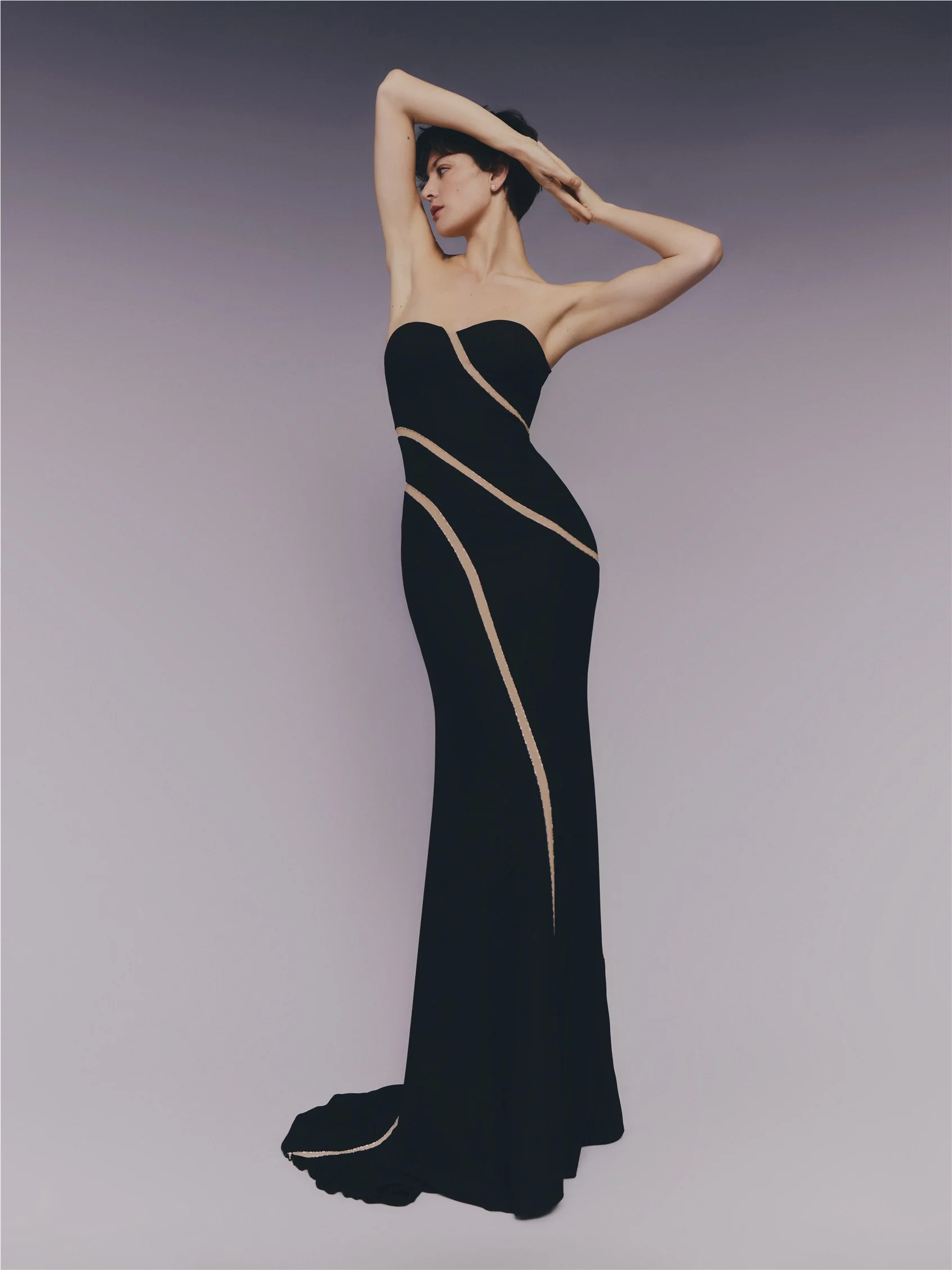 CALCIDE Mermaid dress with strapless neckline and open back
