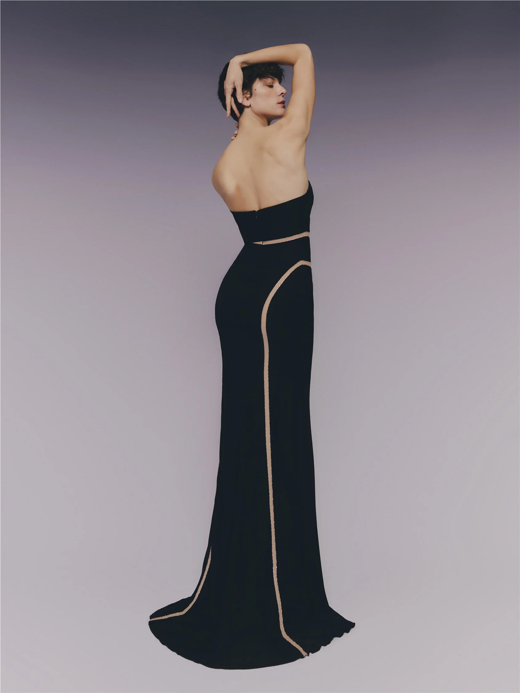CALCIDE Mermaid dress with strapless neckline and open back
