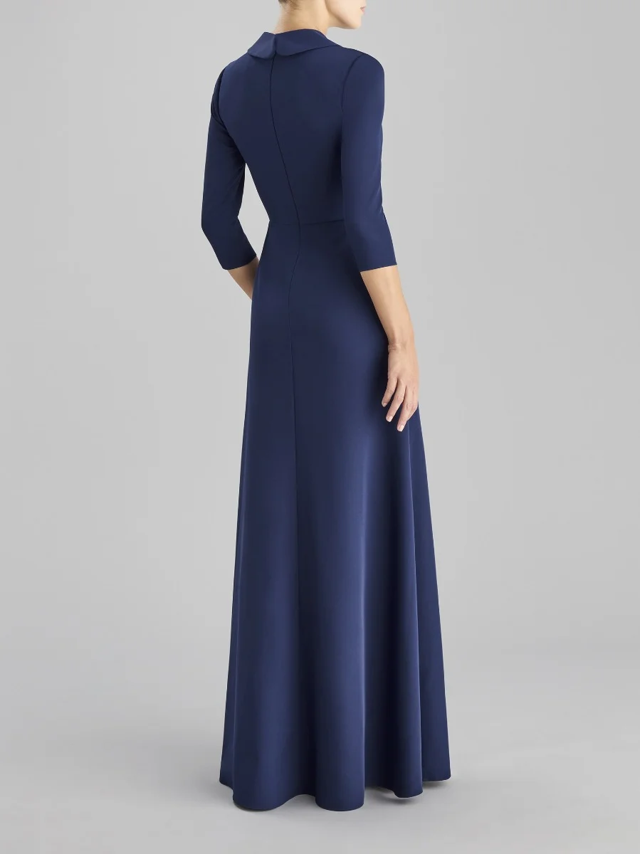 DRAPE 2331 A-line crepe party dress with three-quarter sleeves