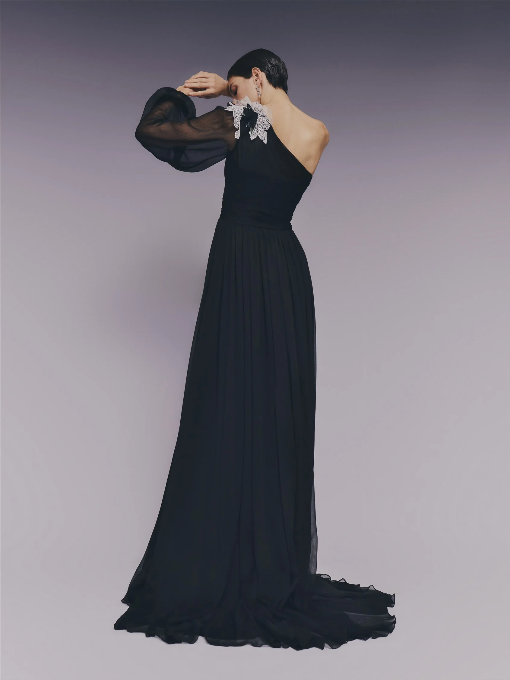 GELSA A-line dress with asymmetrical neckline, long sleeves 2 GELSA A-line dress with asymmetrical neckline, long sleeves
