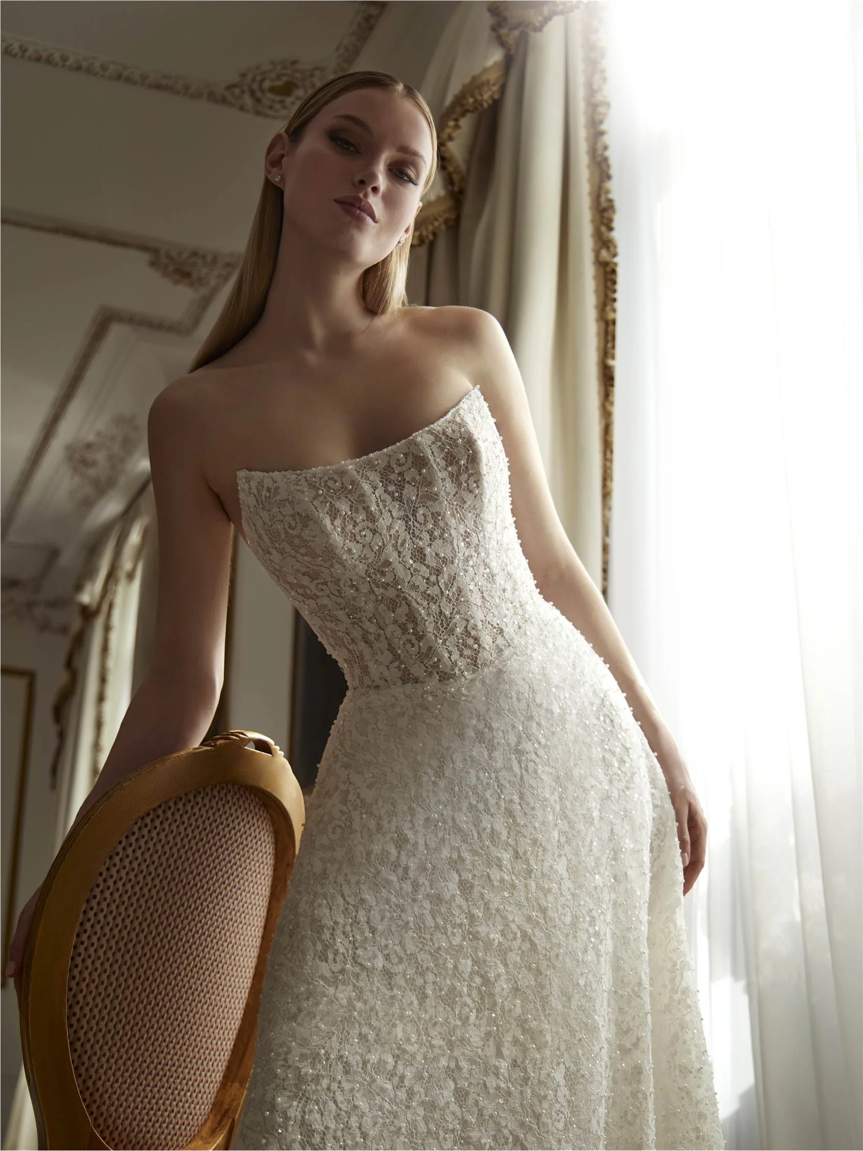 DORIC Strapless A-line gown in lace and beading 3 DORIC Strapless A-line gown in lace and beading