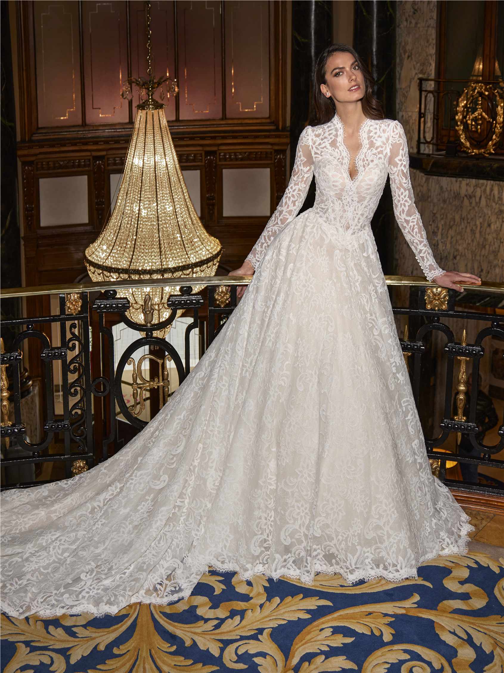 BITHYNIA Princess gown with V-neckline and extended train 1 BITHYNIA Princess gown with V-neckline and extended train