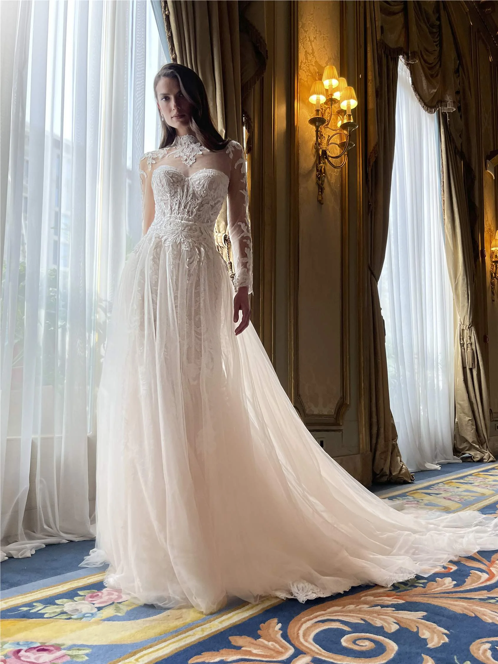 BYZE Mermaid gown with sweetheart neckline and tulle overskirt 2 BYZE Mermaid gown with sweetheart neckline and tulle overskirt