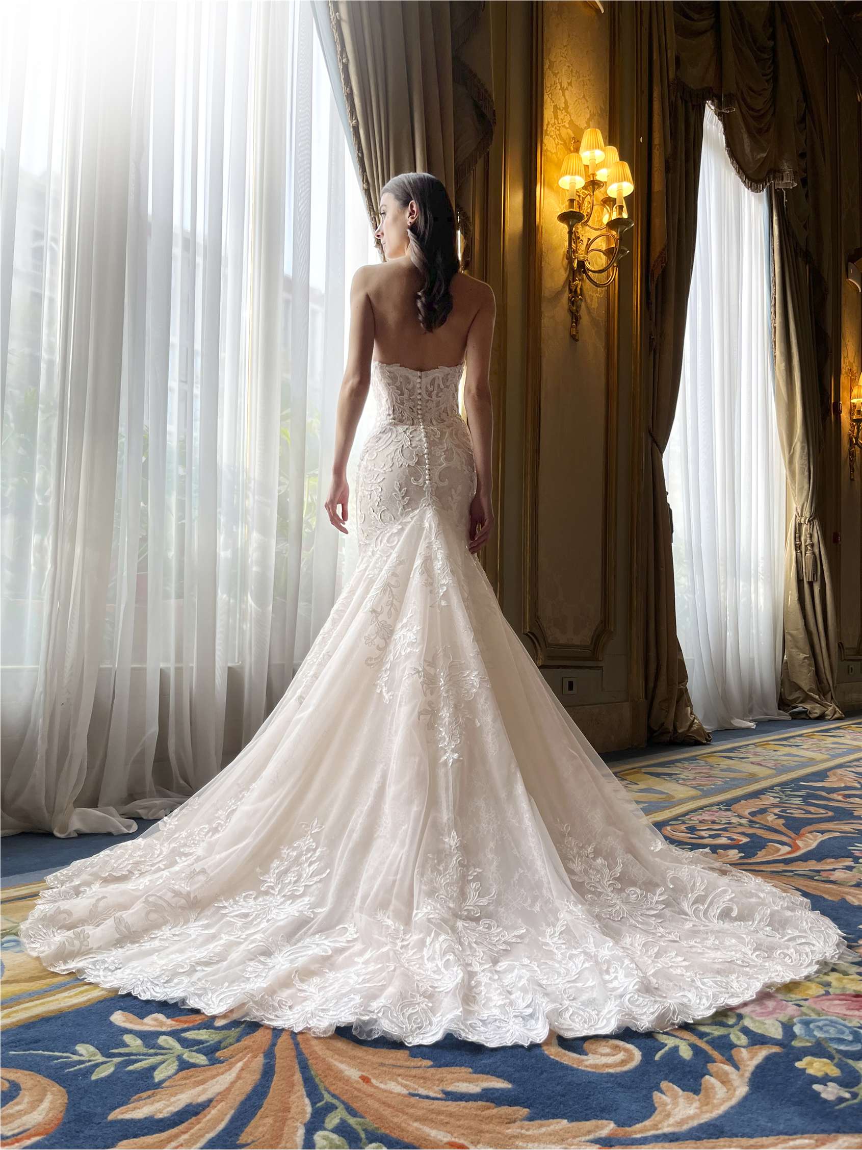BYZE Mermaid gown with sweetheart neckline and tulle overskirt 3 BYZE Mermaid gown with sweetheart neckline and tulle overskirt