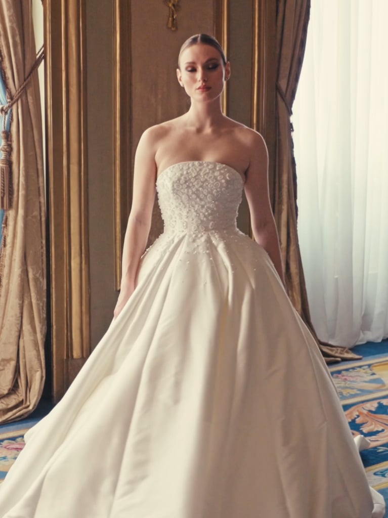 PROMETHIA Mikado princess gown with strapless neckline