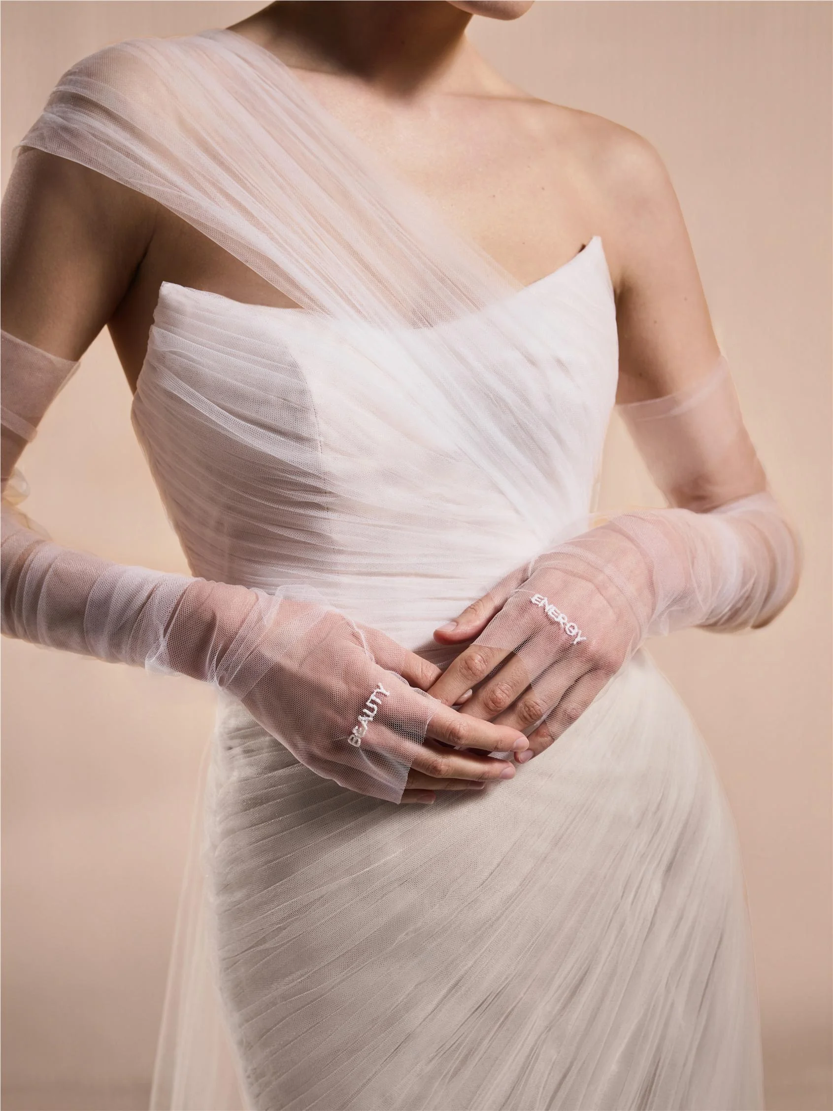 AURENIA Pleated tulle mermaid gown with detachable train 6 AURENIA Pleated tulle mermaid gown with detachable train
