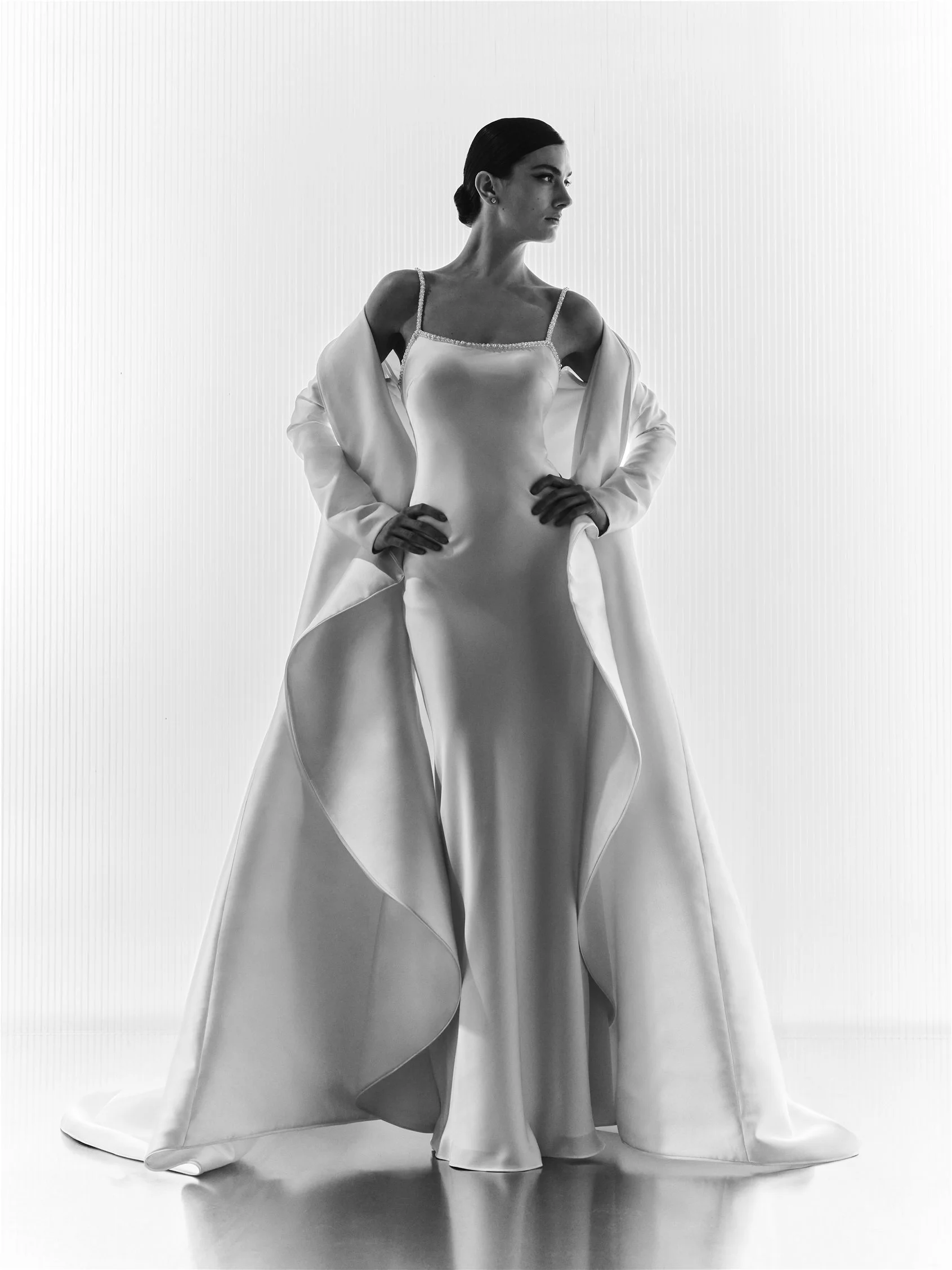 MYRIANNA Satin slip dress with draped coat 1 MYRIANNA Satin slip dress with draped coat