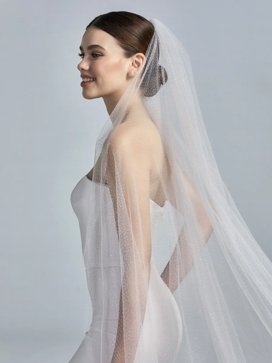 V-LA17 Tulle veil with glitter