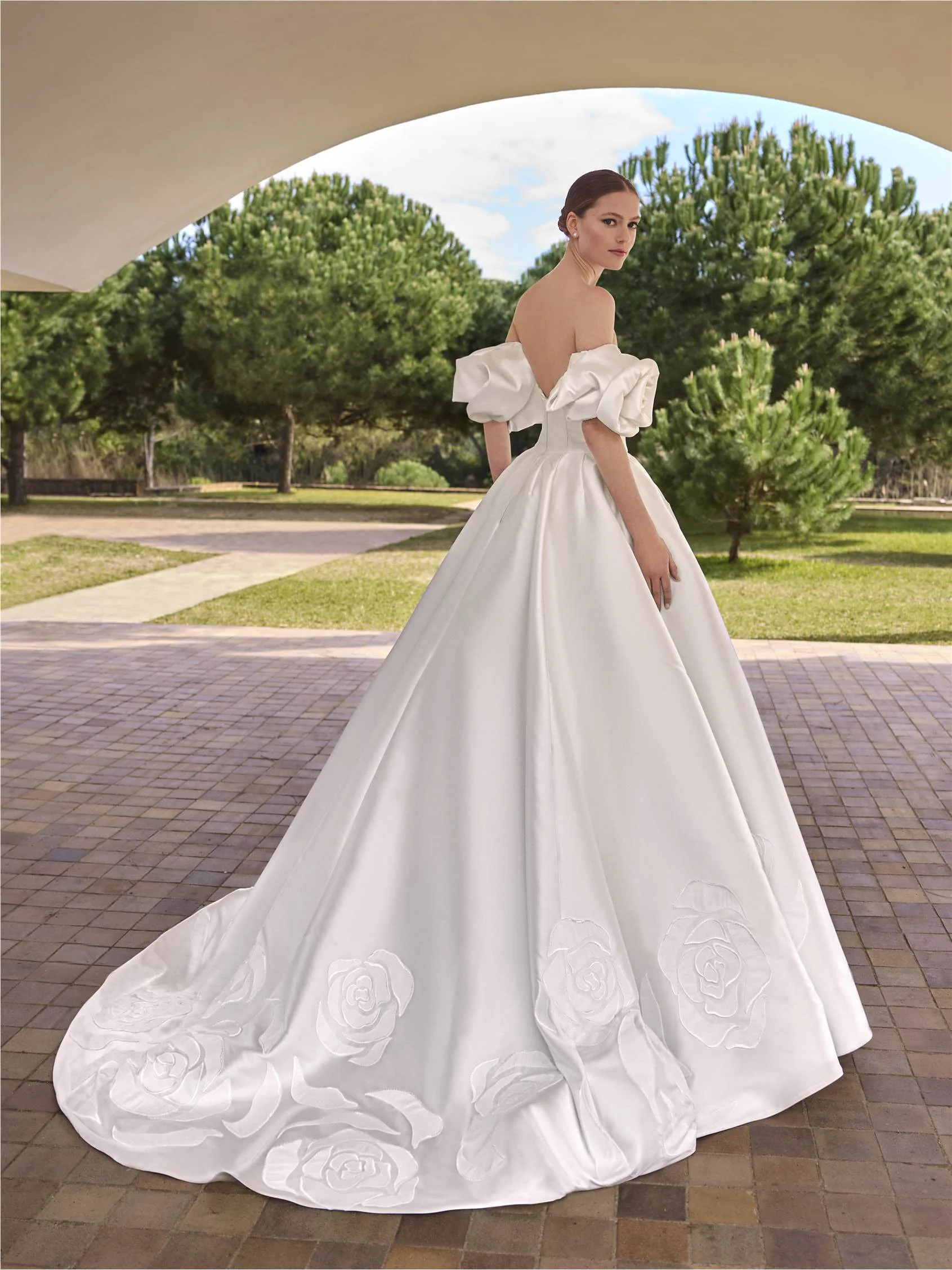 CARTHY Strapless princess dress with detachable sleeves