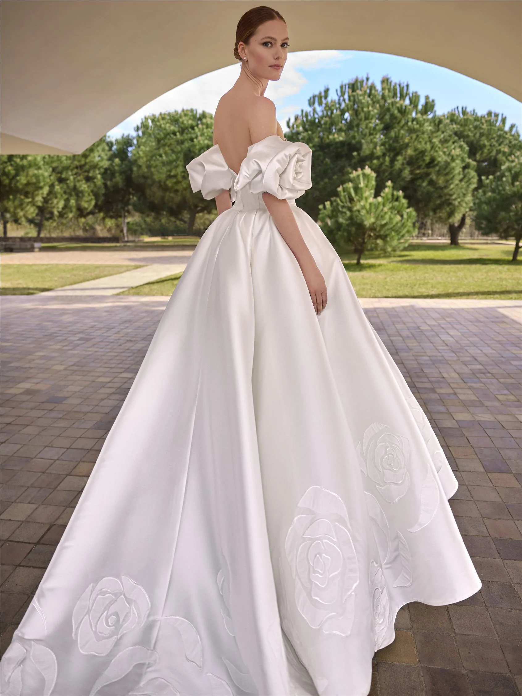 CARTHY Strapless princess dress with detachable sleeves