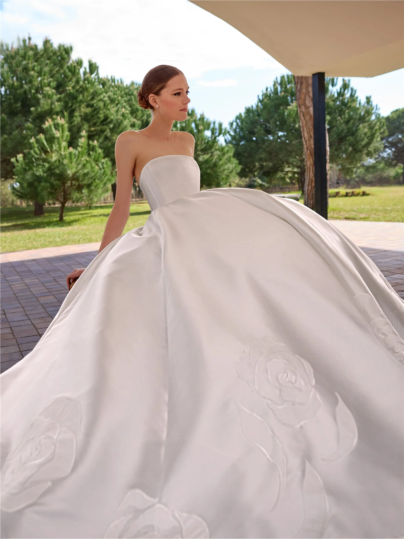 CARTHY Strapless princess dress with detachable sleeves